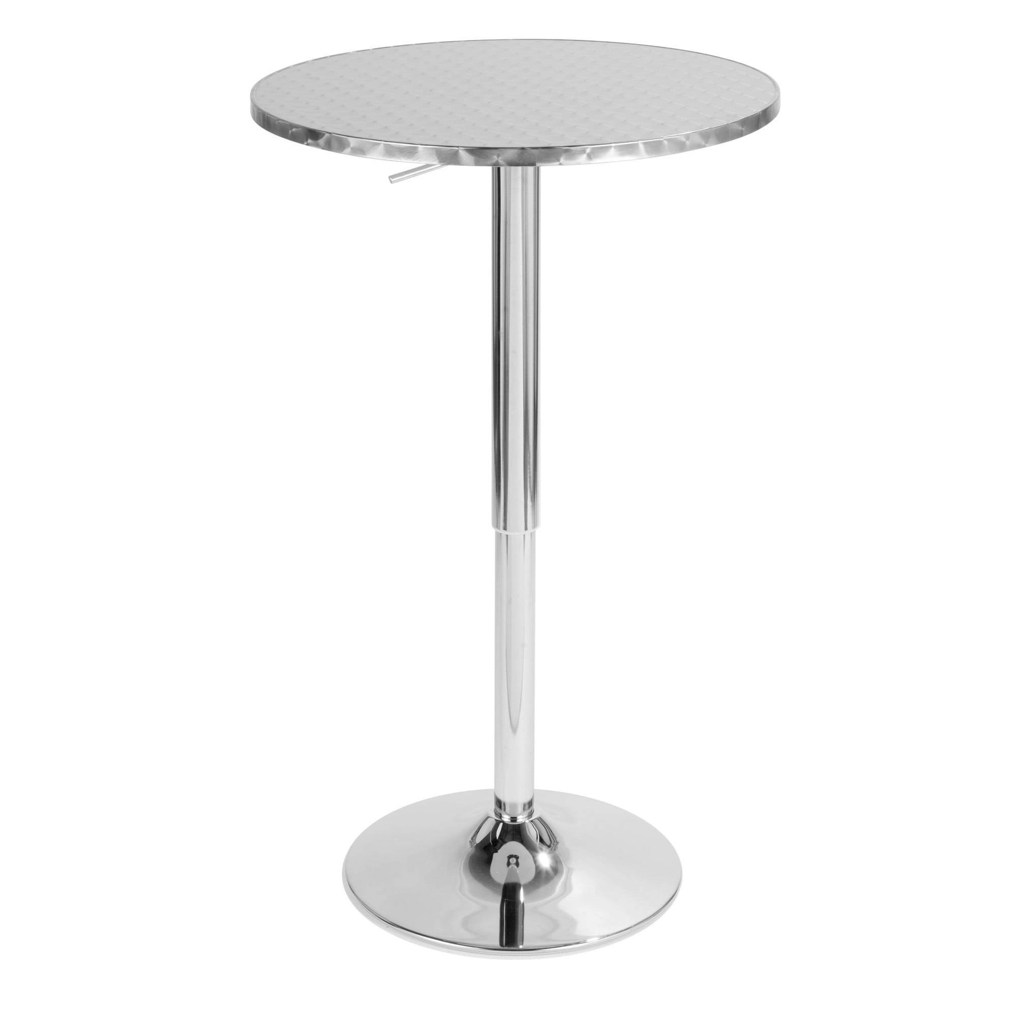 Contemporary Adjustable Chrome Round Bar Table