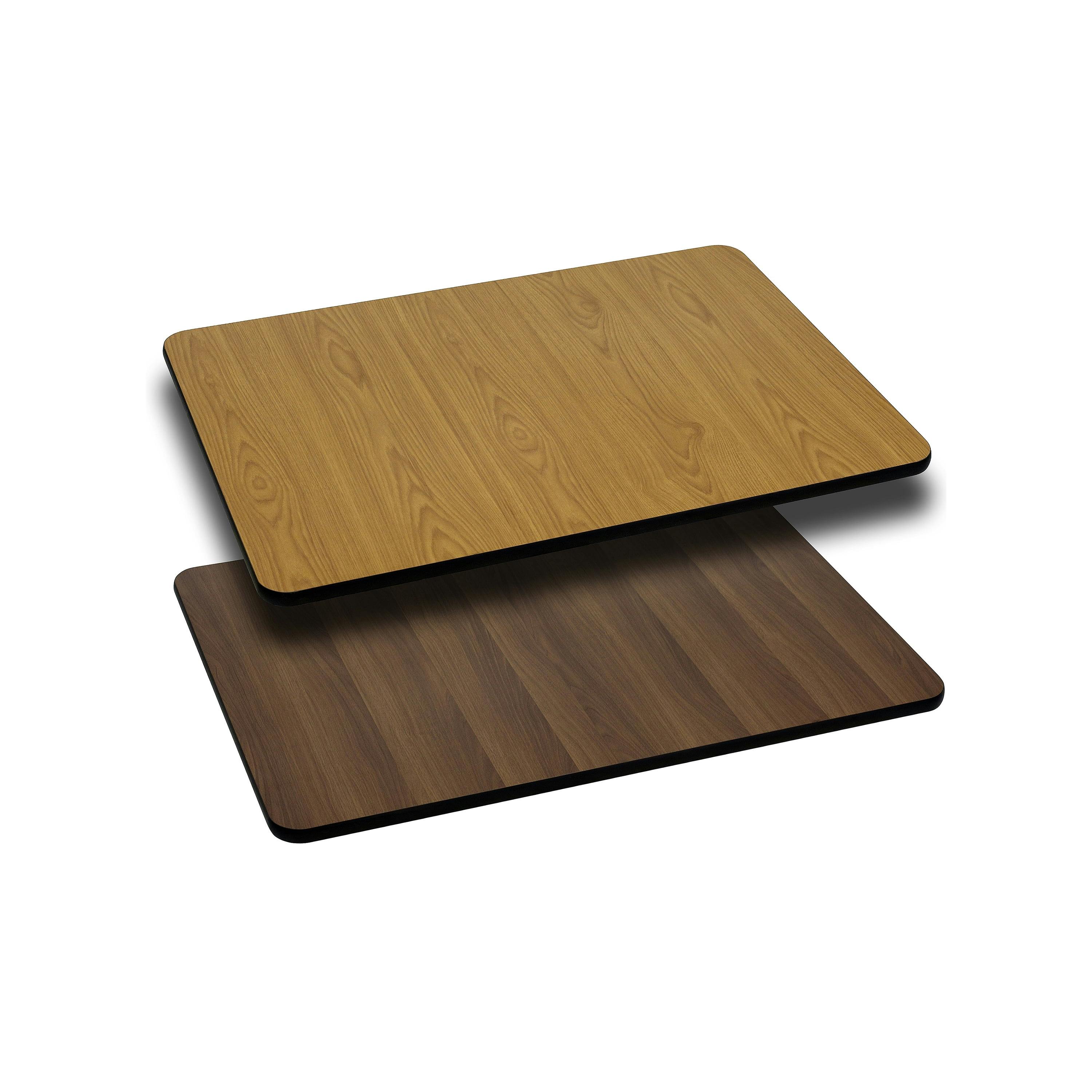 24"x30" Natural/Walnut Reversible Laminate Square Table Top