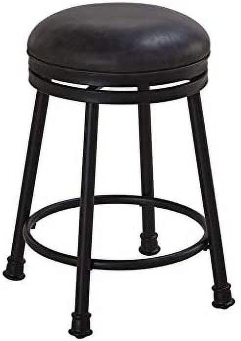 Chateau Noir 24" Adjustable Swivel Counter Stool in Black Leather