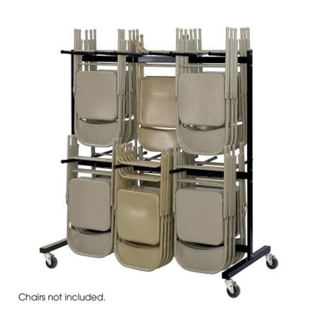Black Powder-Coated Steel Folding Chair Trolley - 84 Chair Capacity
