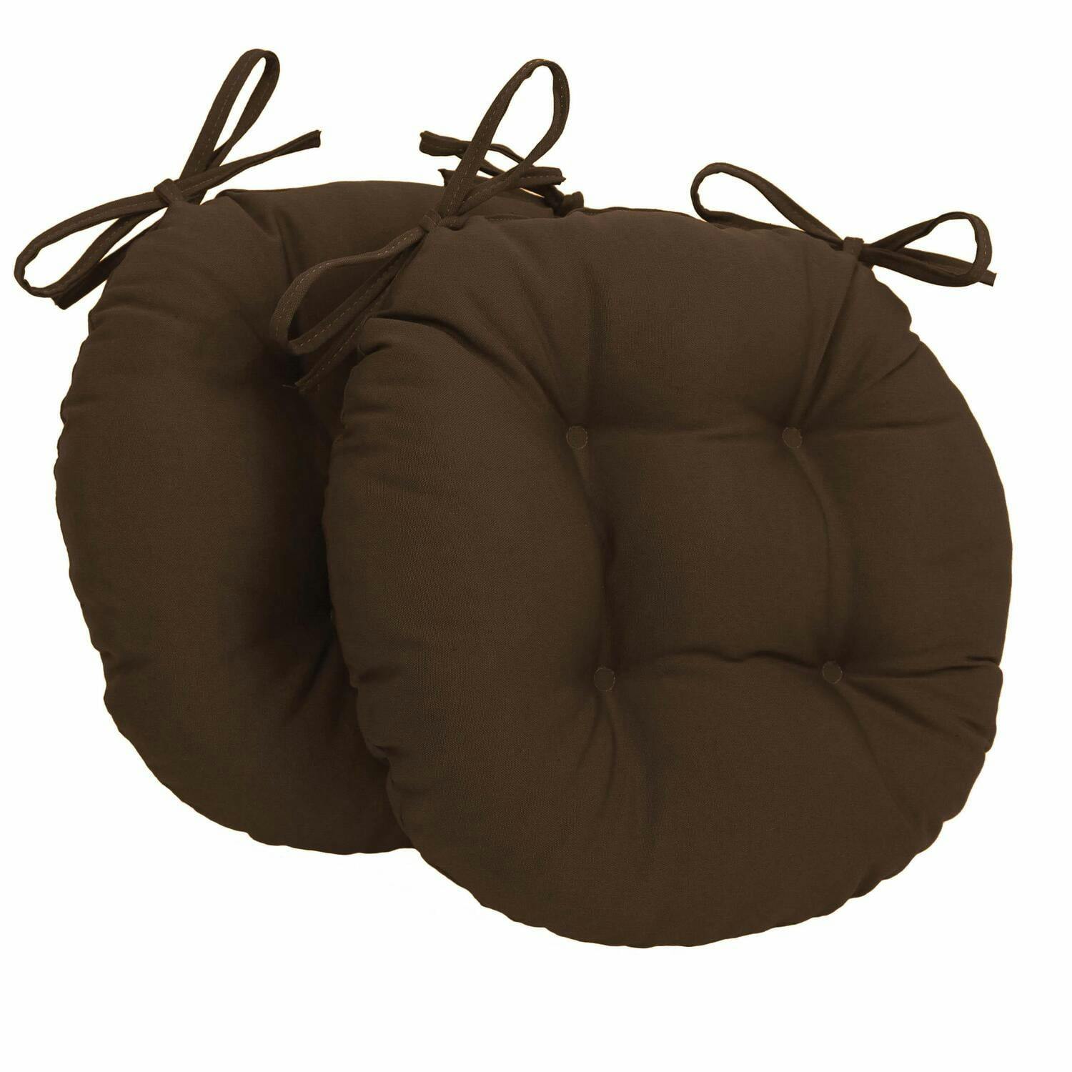 Plush Chocolate Polyester 16" Round Indoor Chair Cushions, Set of 2