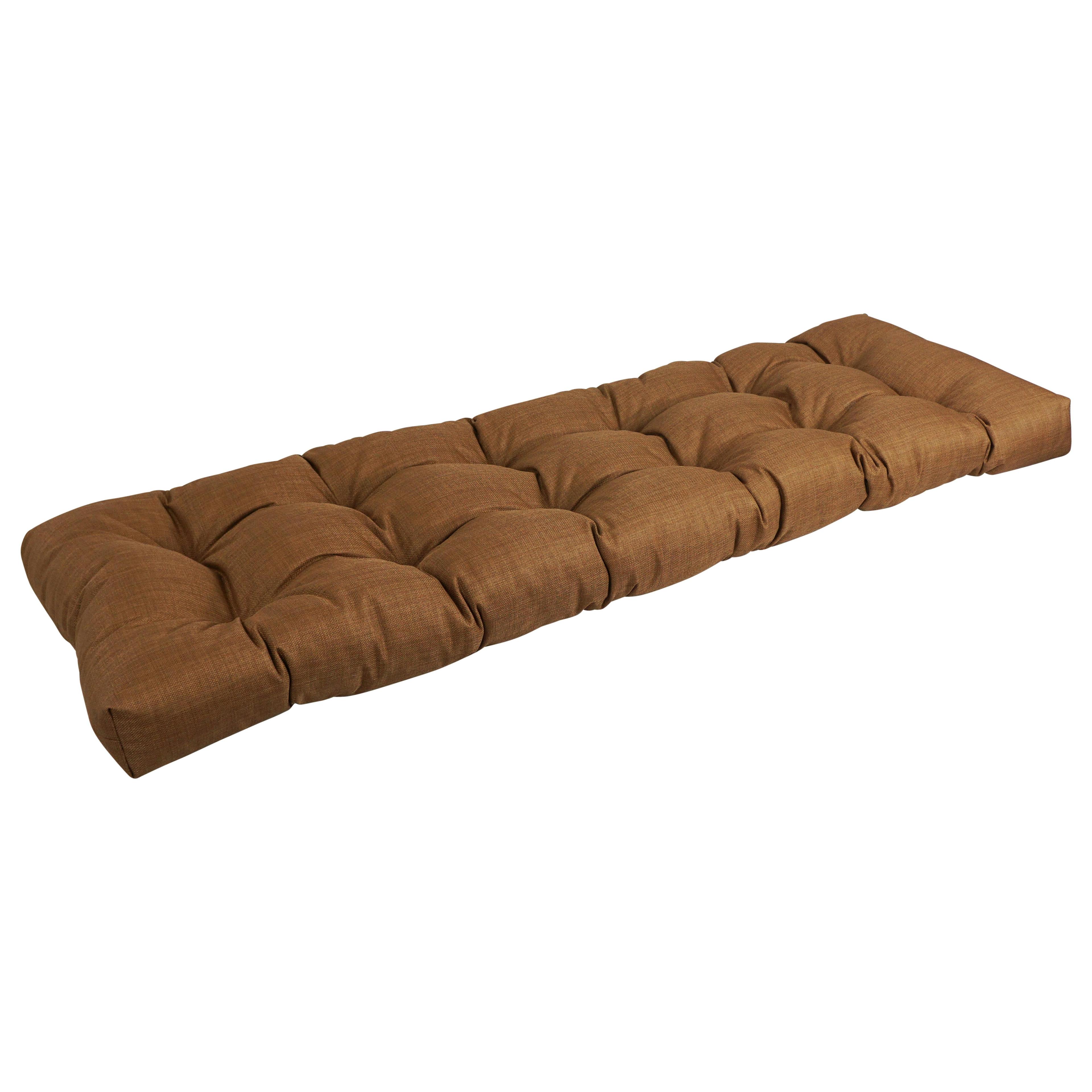 Mocha Tufted Outdoor Loveseat Cushion in Spun Polyester, 55" x 19"
