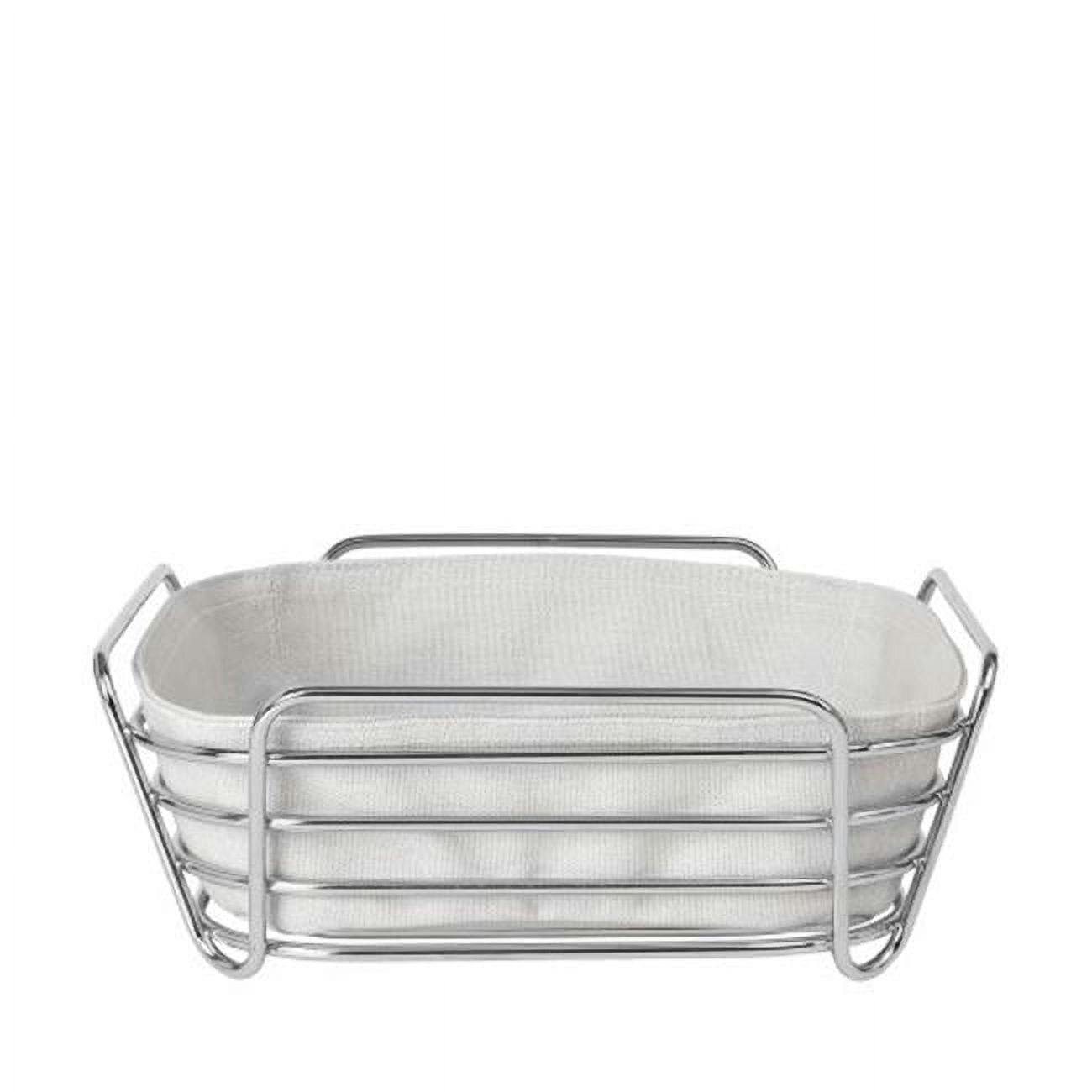 Moonbeam-Cream Chrome-Plated Steel Wire Bread Basket with Cotton Liner