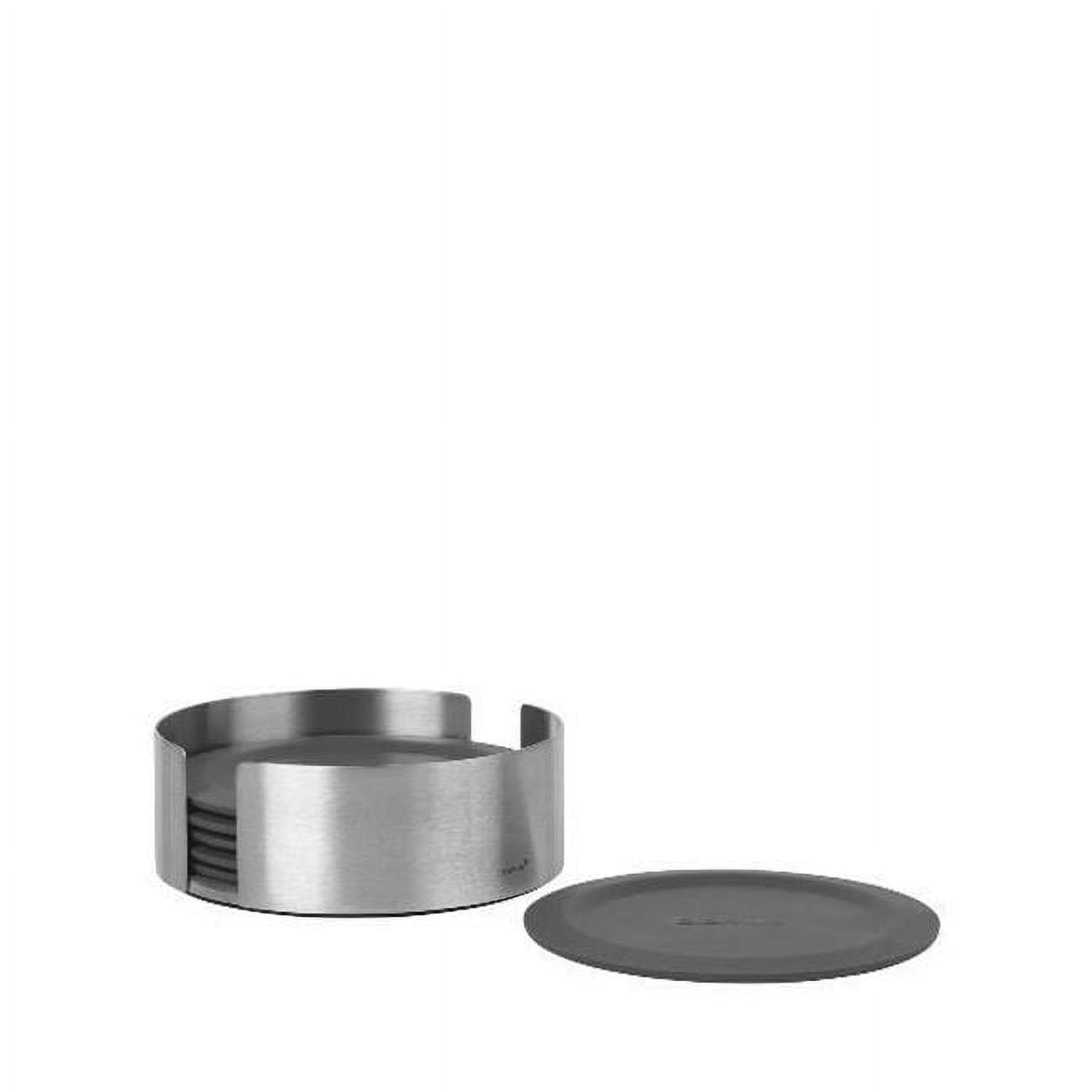 Circular Stainless Steel & Silicone Coaster Set, Magnet