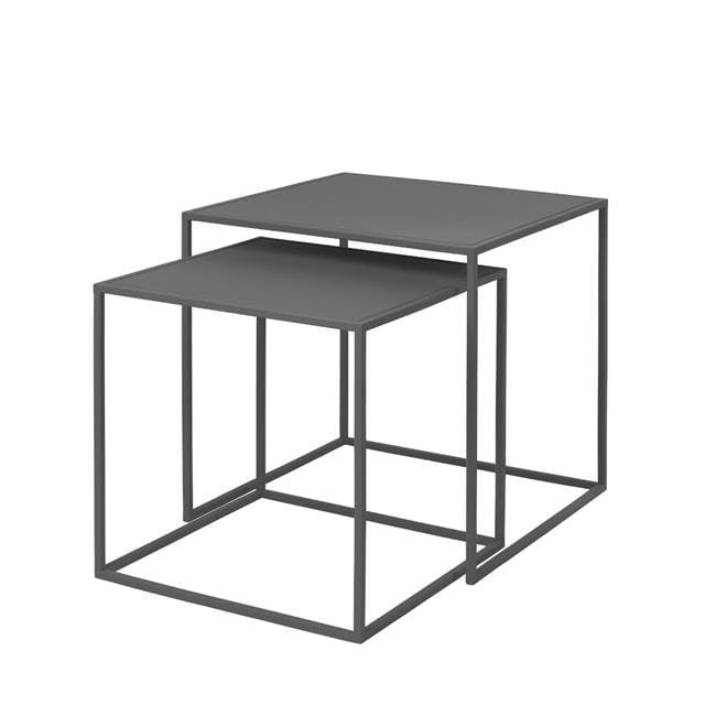 Fera Matte Black Steel Square Nesting End Tables - Set of 2