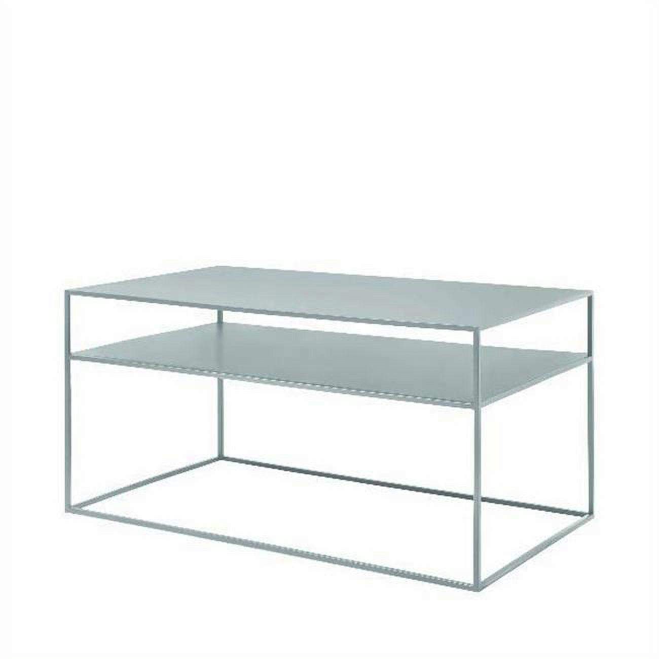 Elegant Industrial Rectangular Black Steel Coffee Table with Shelf