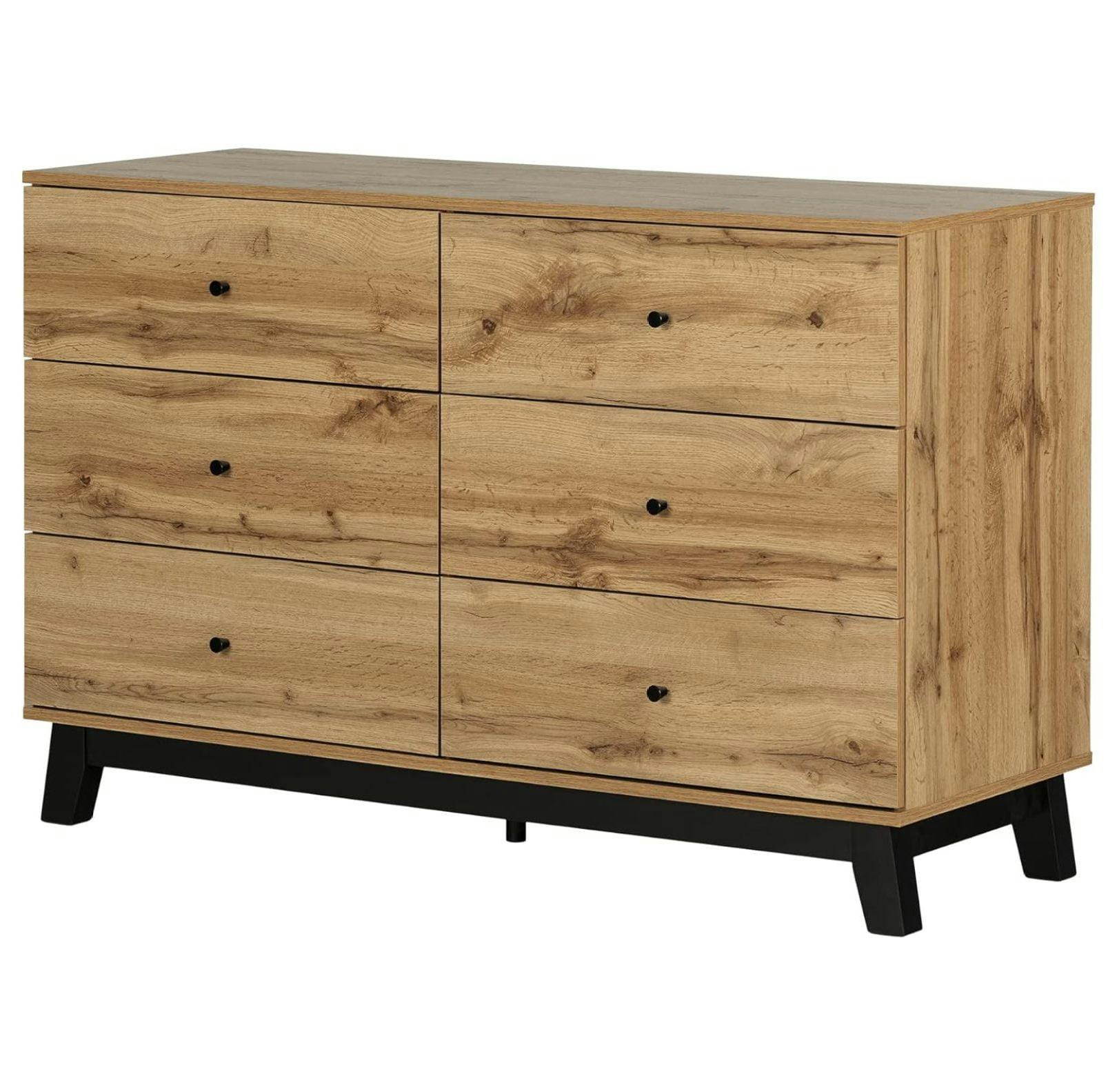 Nordik Oak 6-Drawer Contemporary Double Dresser