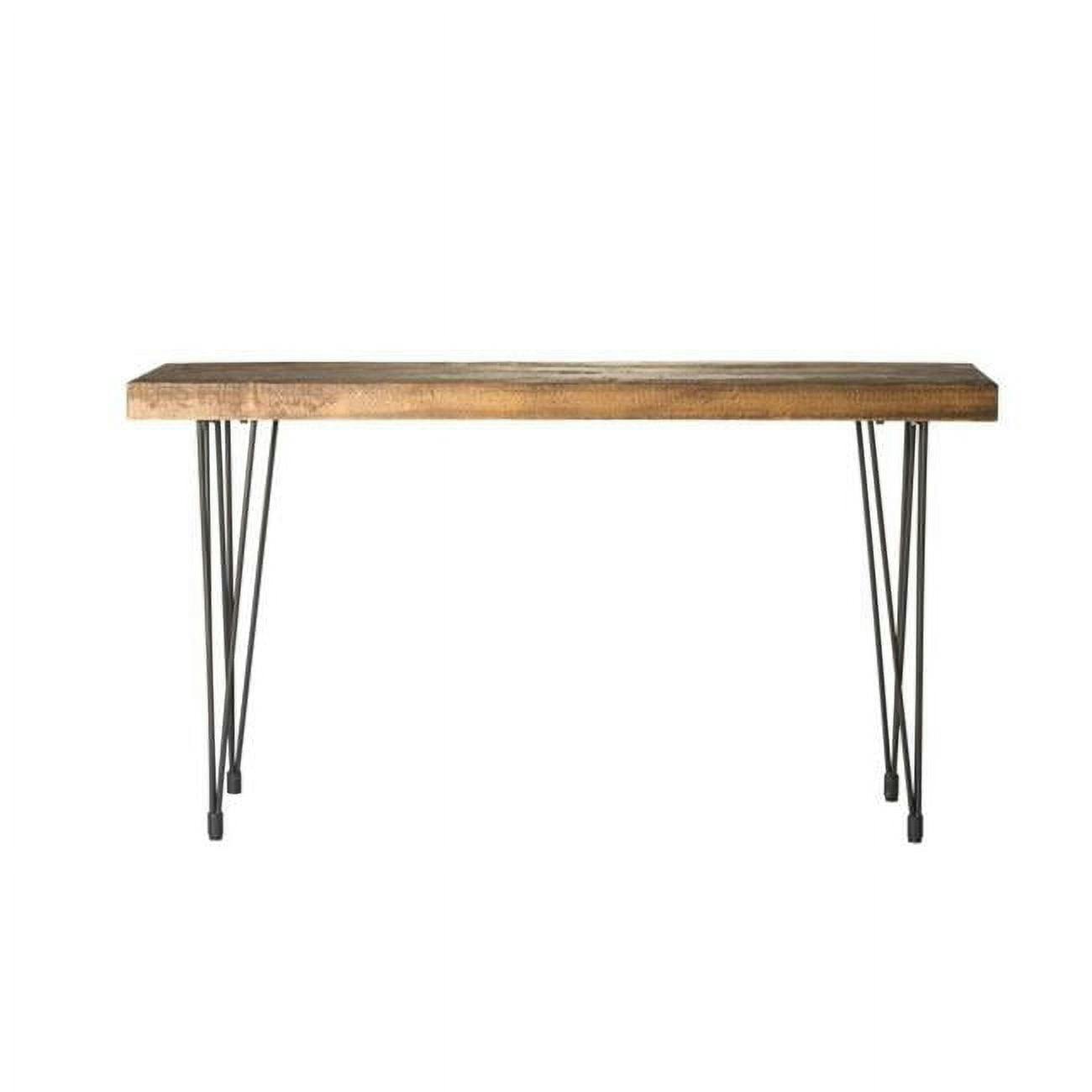 Boneta Rustic Industrial Brown Console Table with Iron Legs