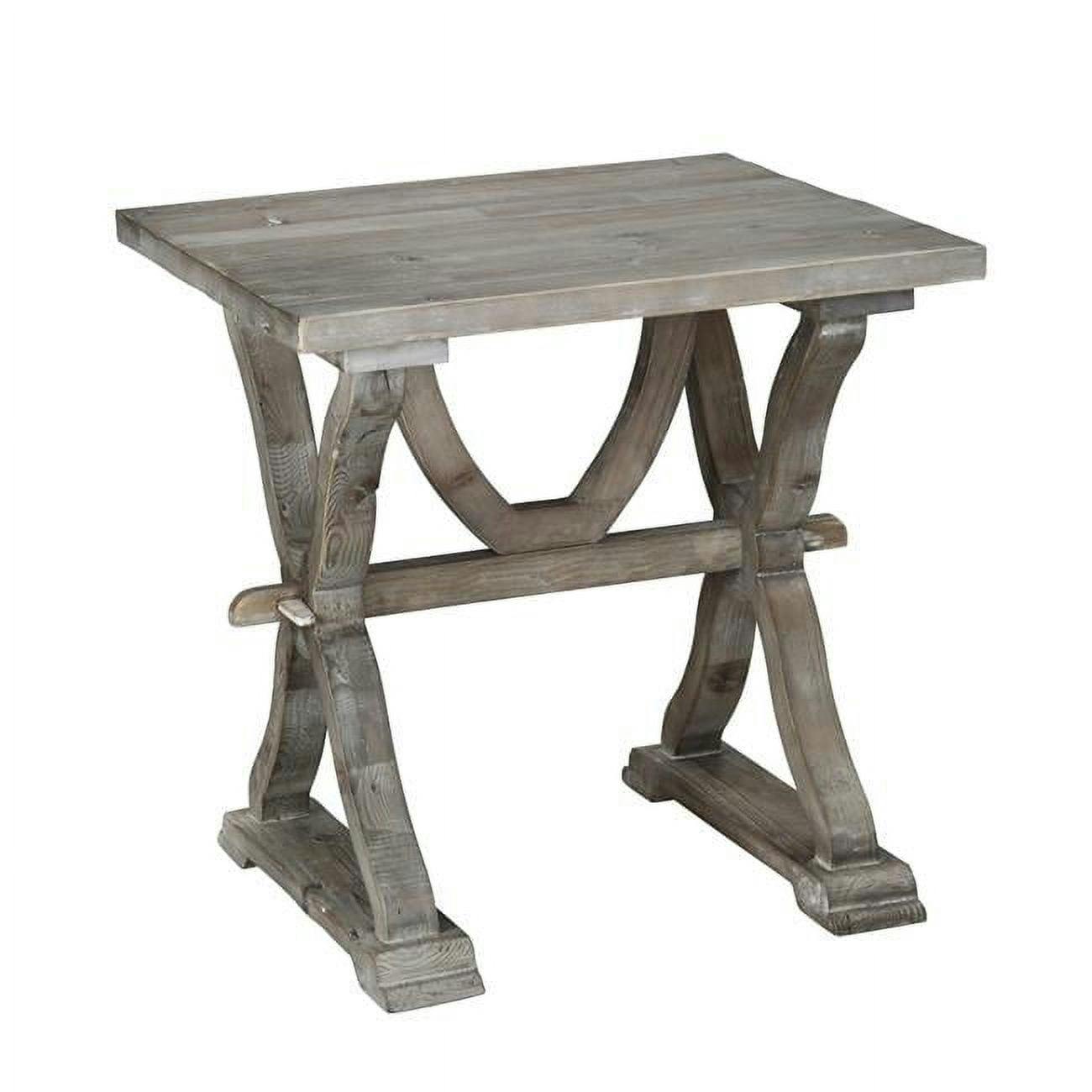 Elegant Farmhouse Colette Side Table in White Wash Reclaimed Wood