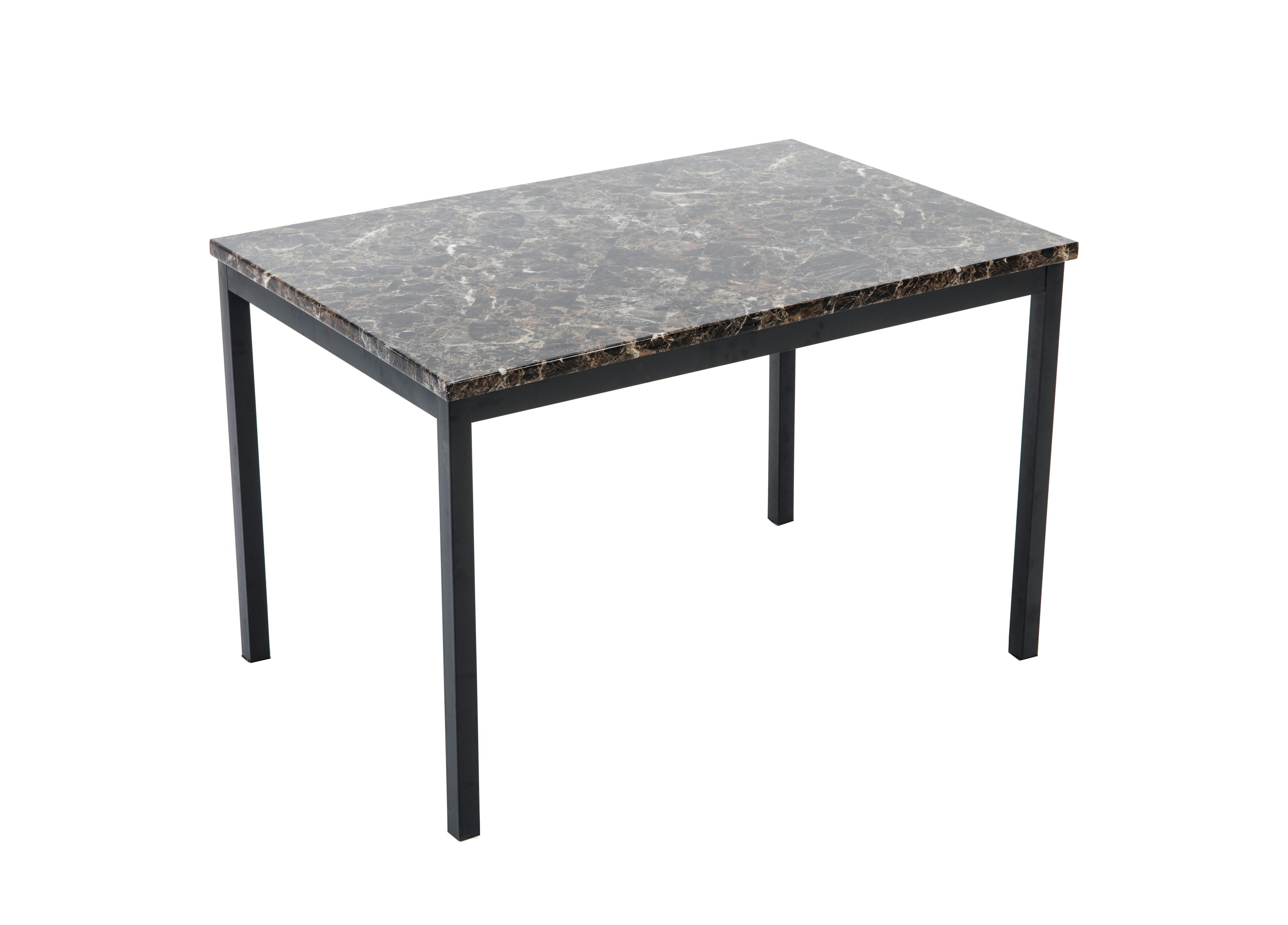 Arjen 54'' Faux Marble Rectangular Dining Table with Black Finish