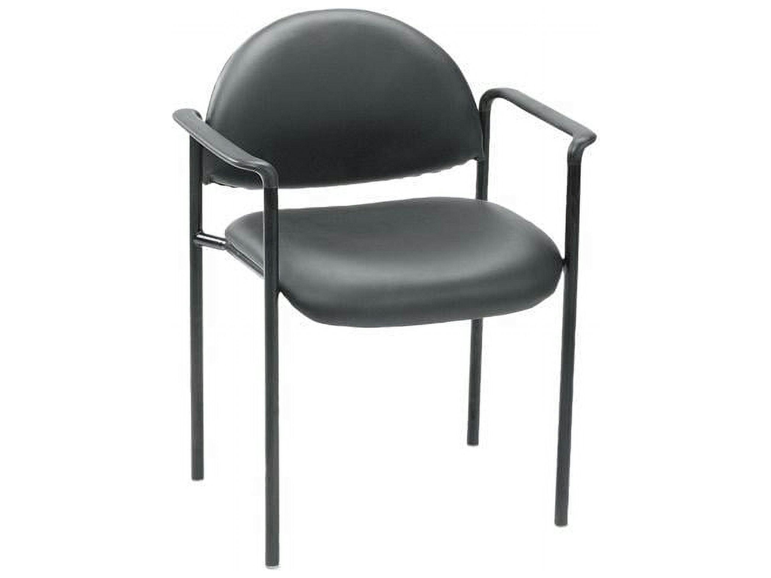 Contemporary Black Caressoft Stacking Chair with Metal Frame