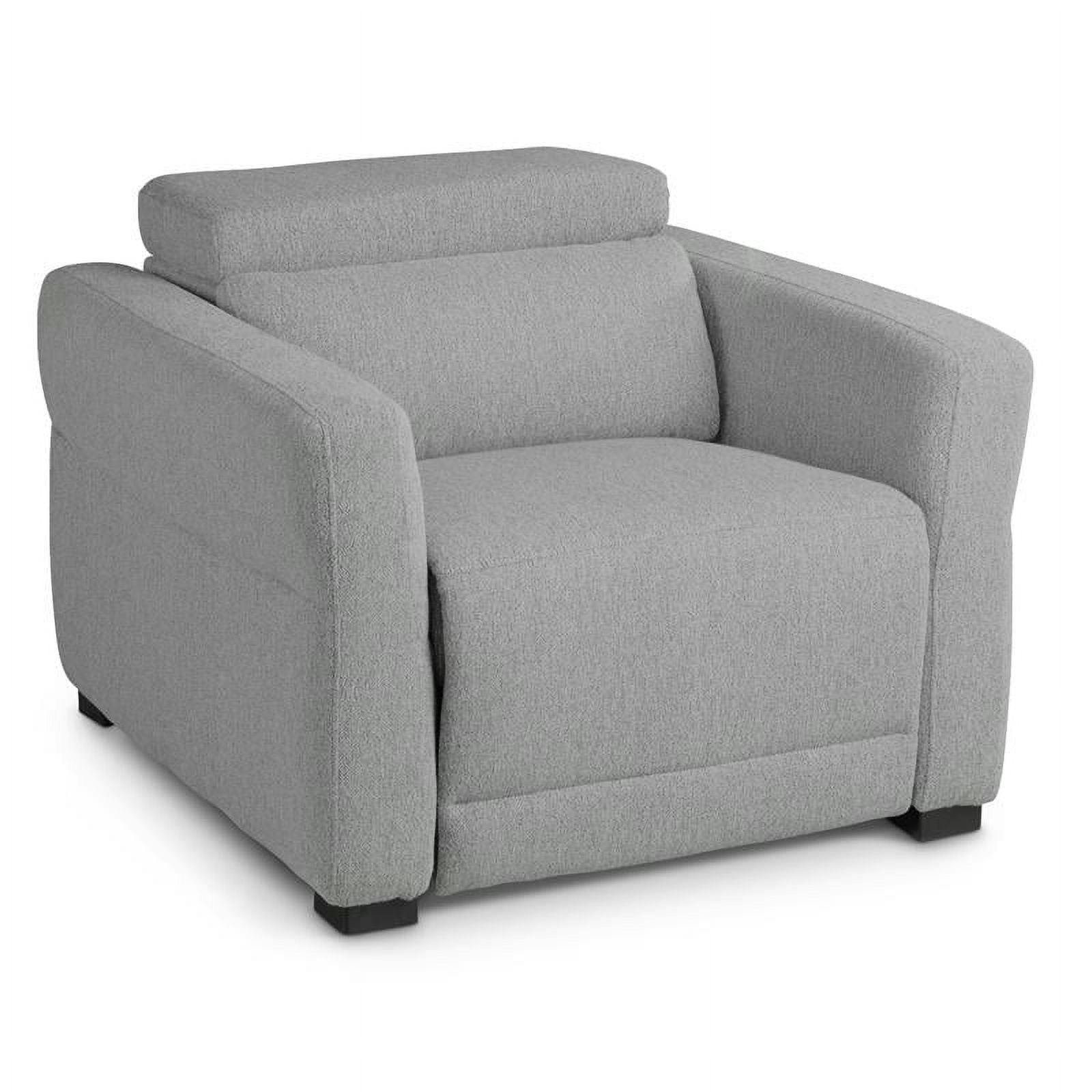 Modern Gray Tweed Dual-Power Recliner with USB Port