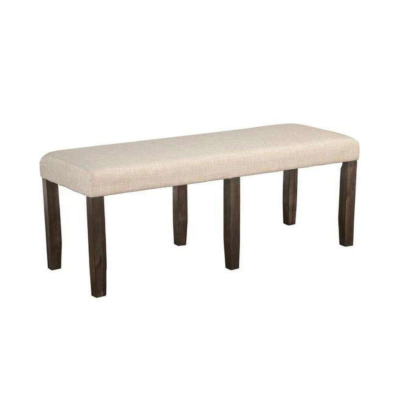 Transitional Brayden Dining Bench in Rich Espresso and Beige Fabric