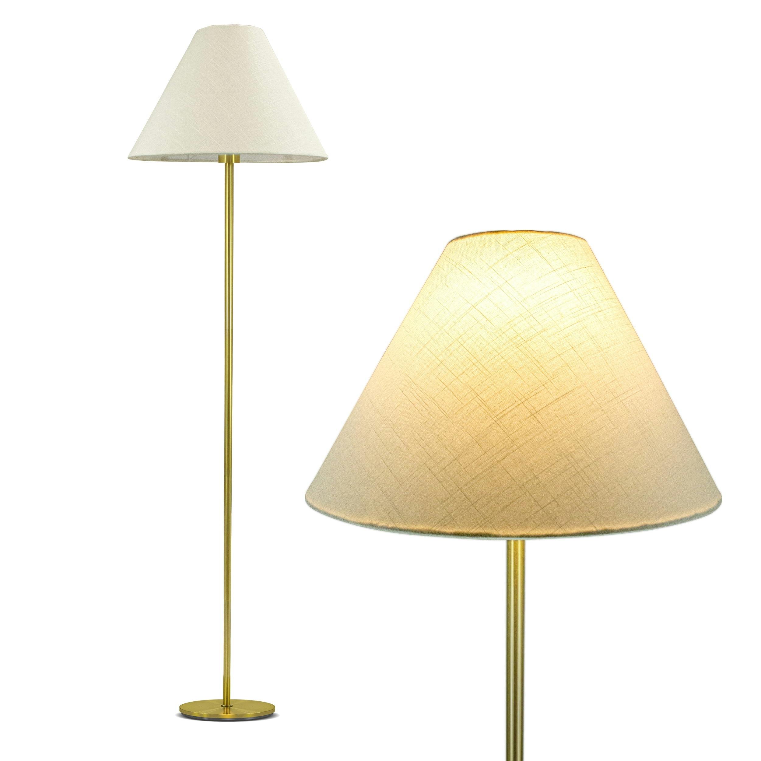 Mika Kids' Art Deco White LED Floor Lamp with Brass Pole