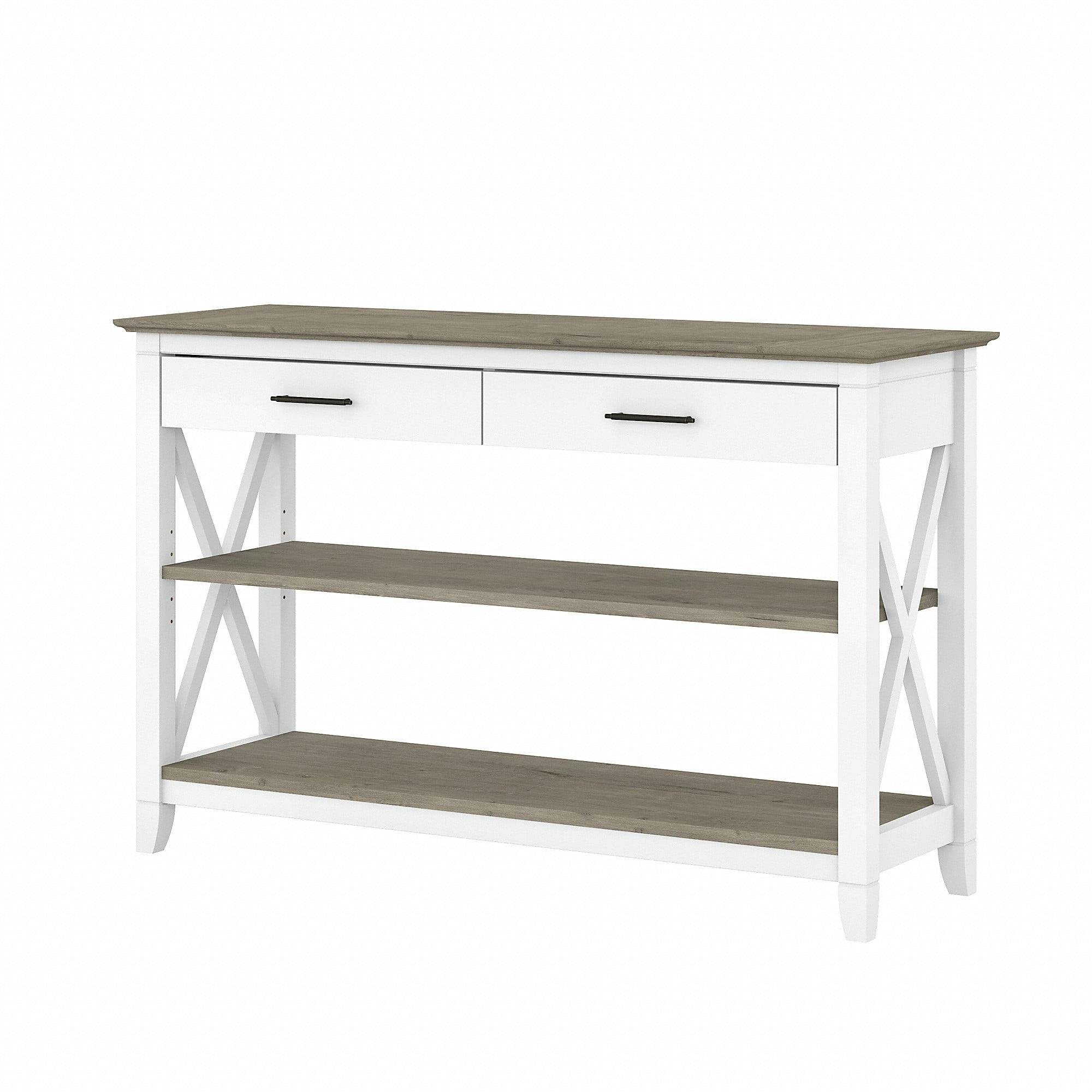 Key West Modern Farmhouse Console Table in Pure White & Shiplap Gray