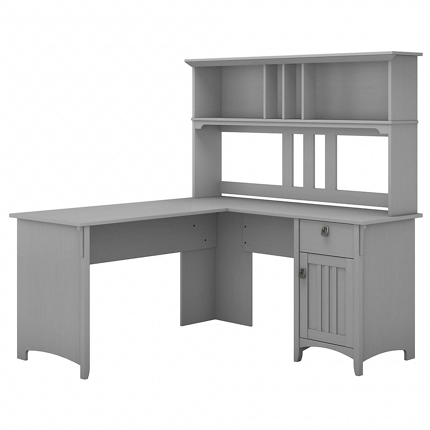Cape Cod Gray Corner Computer Desk with Hutch and Drawers