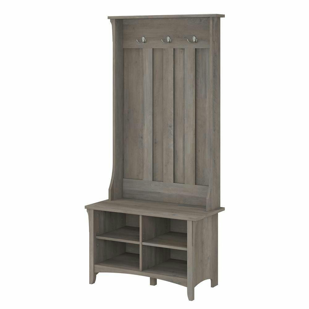 Driftwood Gray Mission-Style Hall Tree with Storage Bench