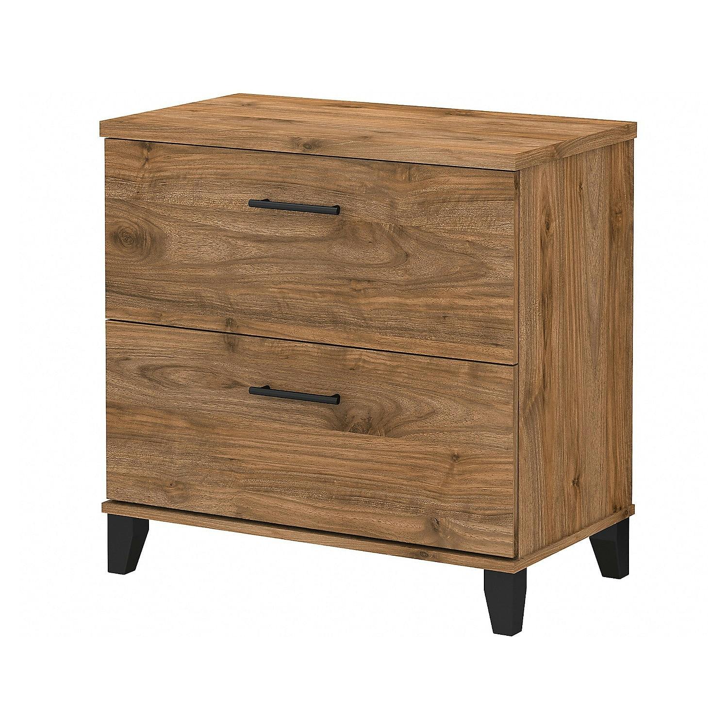 Transitional Fresh Walnut Laminated 2-Drawer Lateral File Cabinet