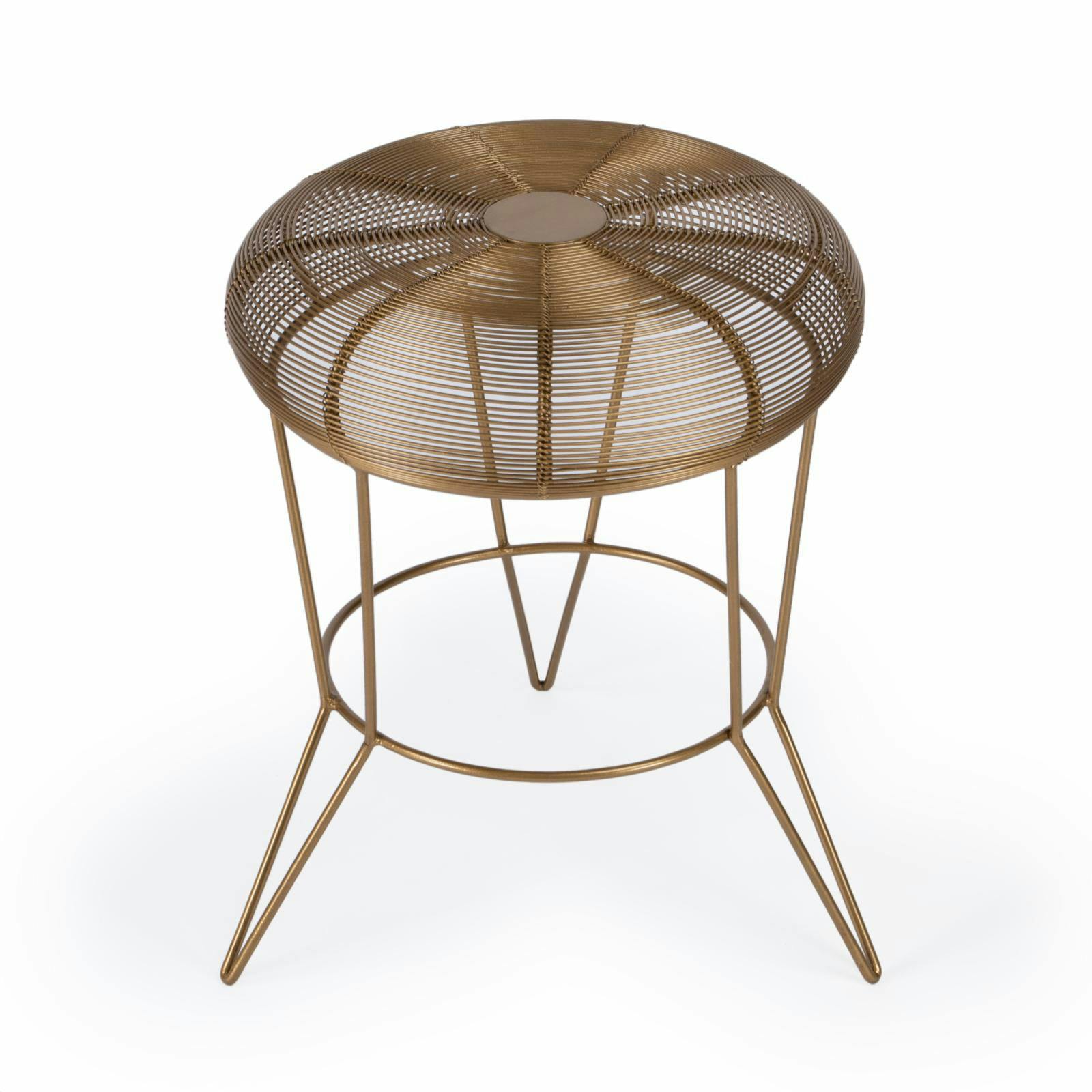 Modern Gold Round Metal Accent Table with Hairpin Legs