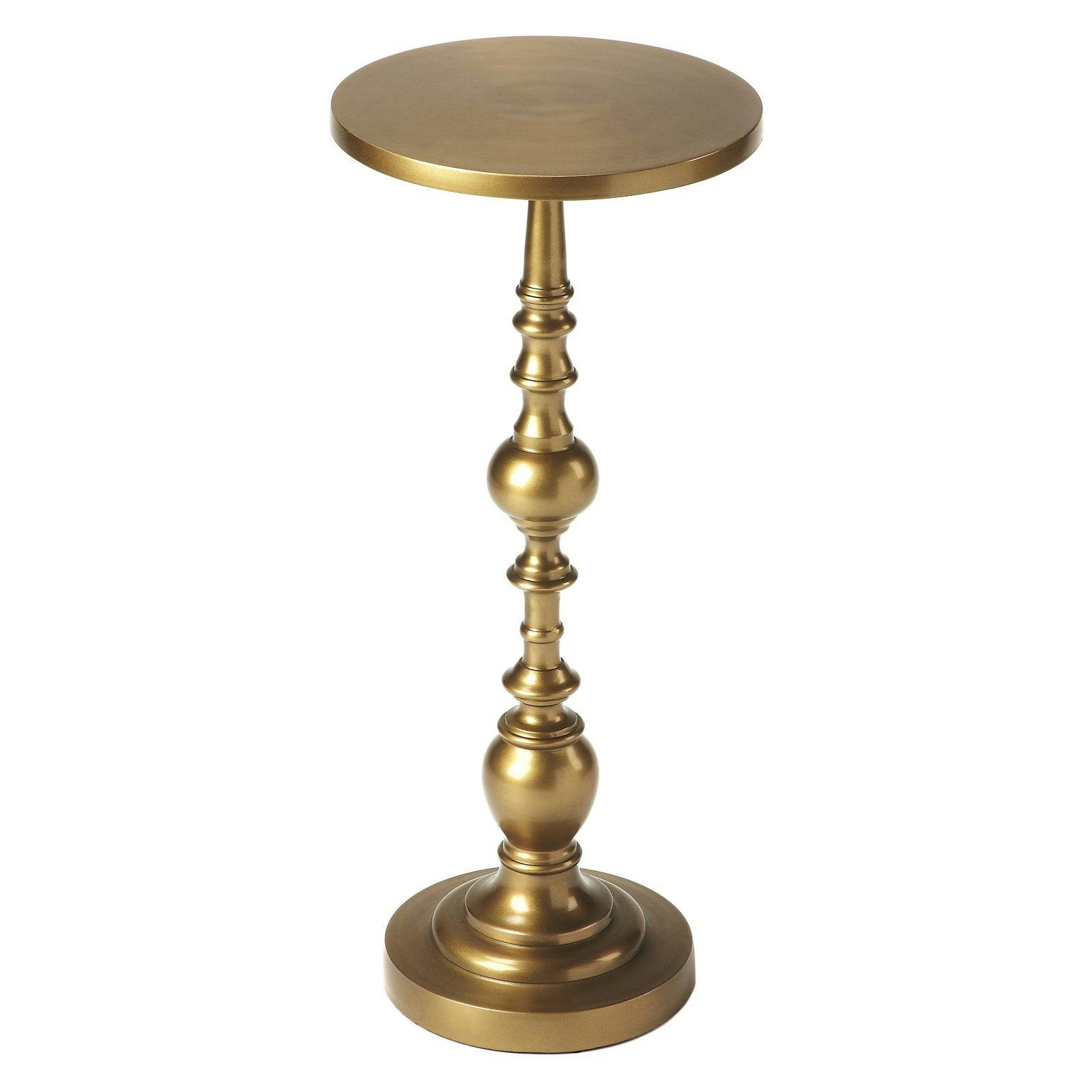 Millender Round Antique Gold Aluminum Pedestal End Table