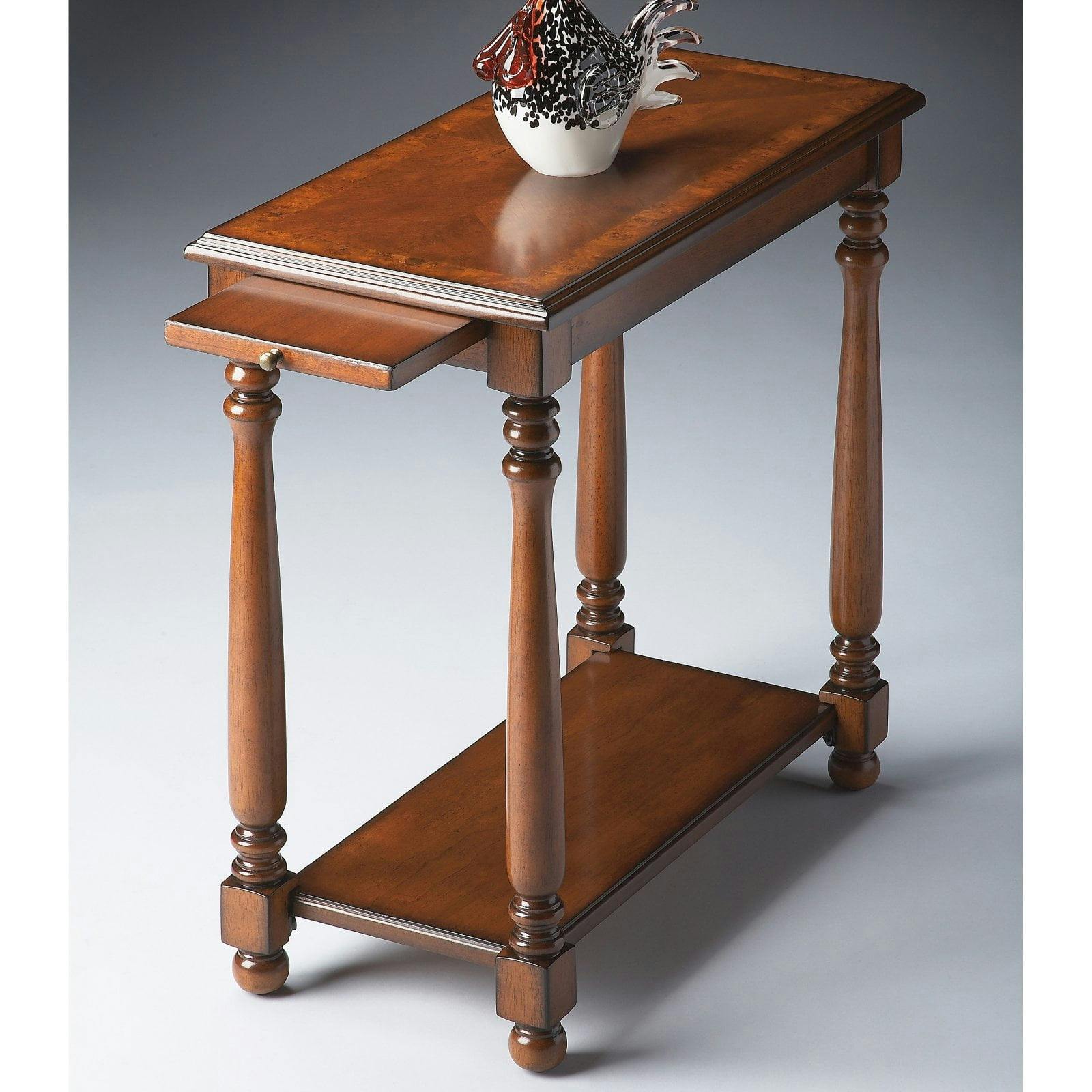 Devane Olive Ash Burl Rectangular Side Table with Storage