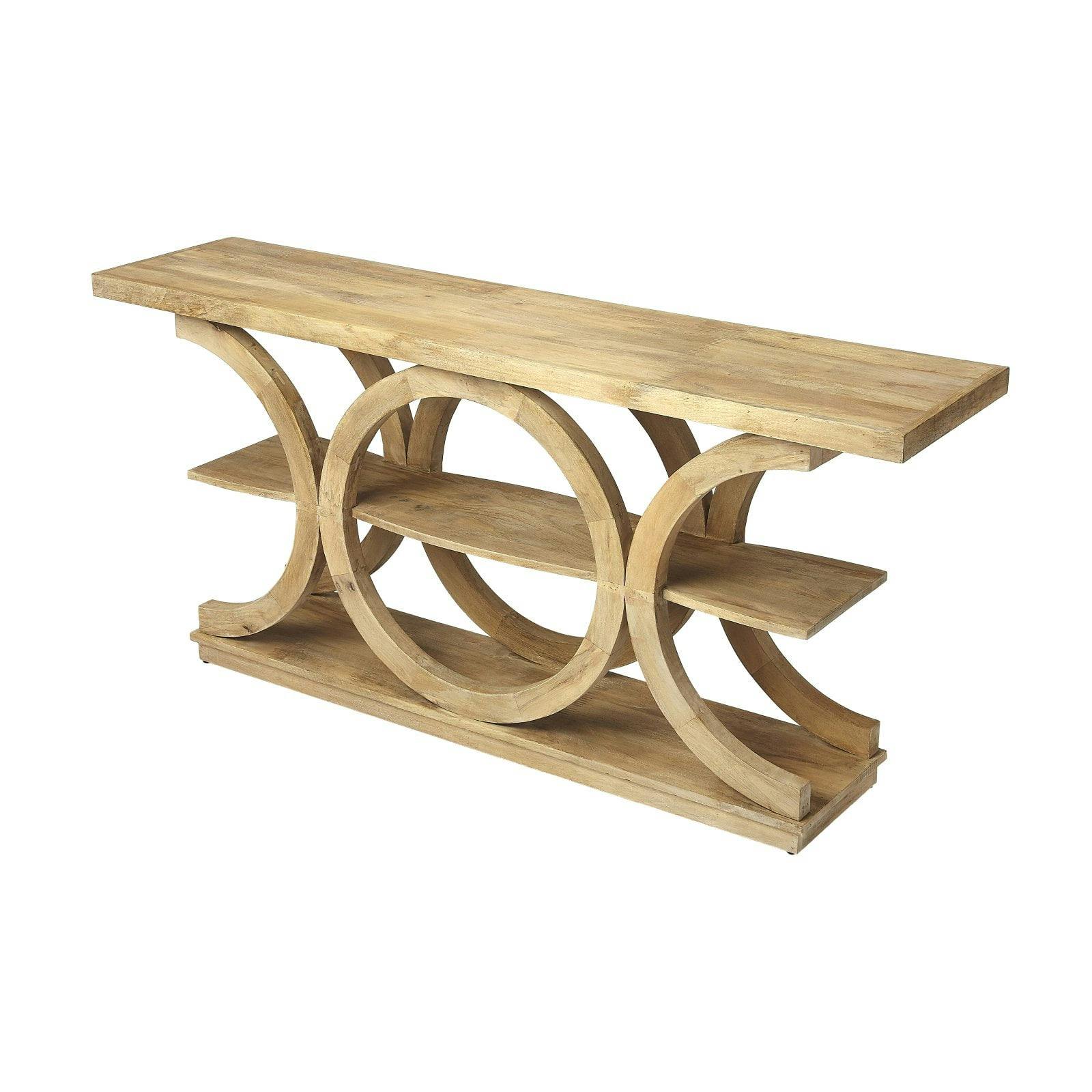Stowe Rustic Modern Mango Wood 3-Tier Console Table