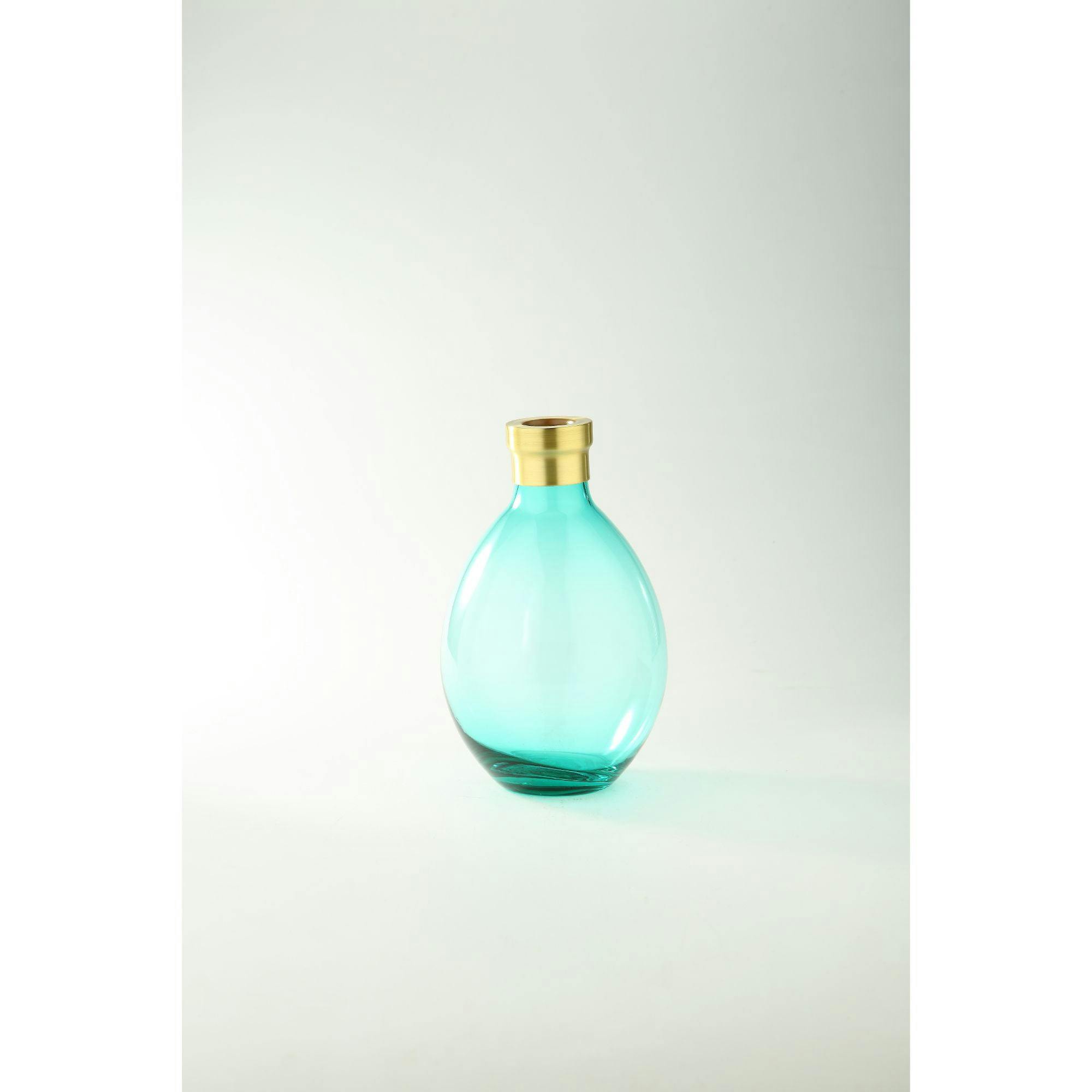 Elegant Aqua Blue 10" Hand Blown Glass Tabletop Vase