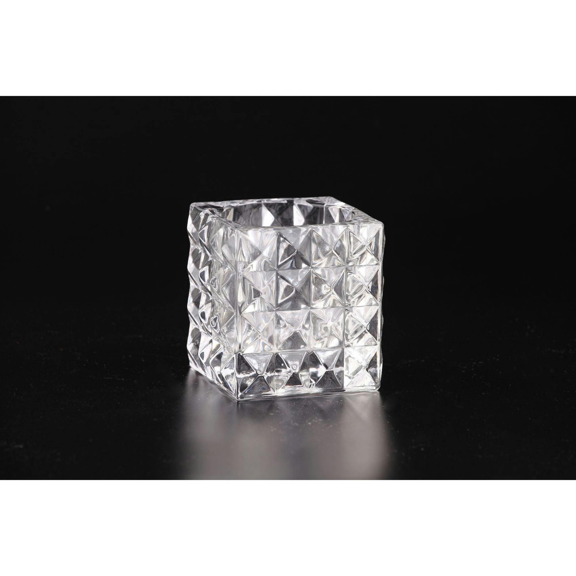 Elegant Winter Glow 4" Square Glass Candle Holder