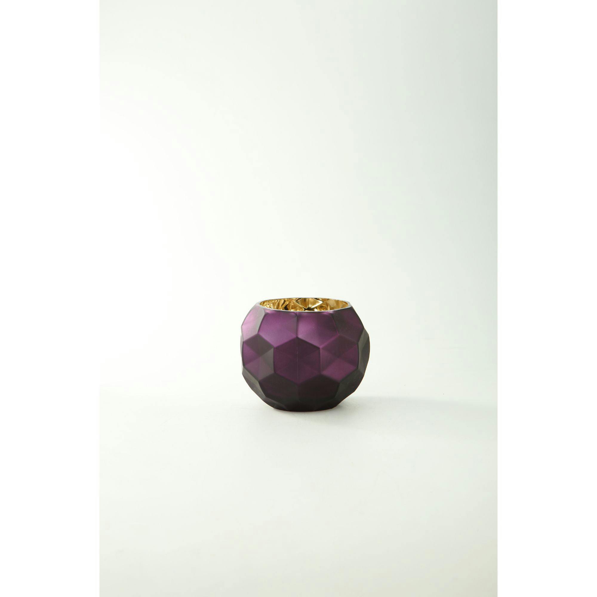 5.5'' Purple Geometric Faceted Glass Decorative Vase