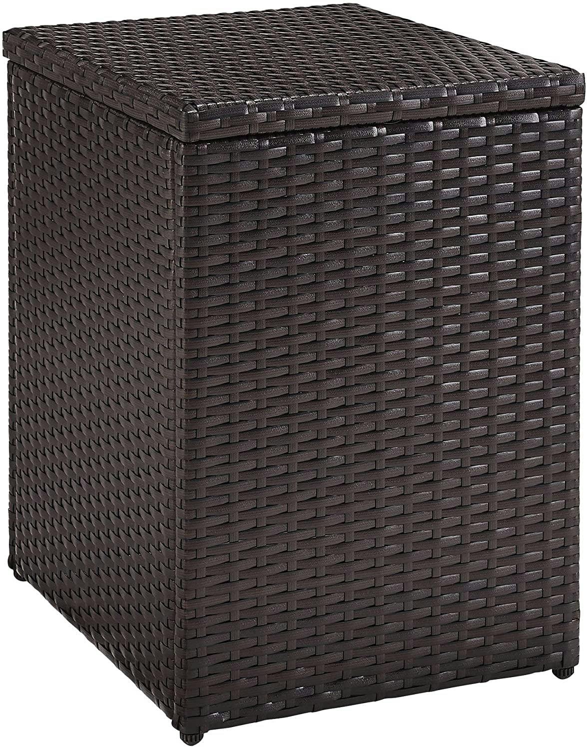 Modern Chic All-Weather Wicker Outdoor Side Table in Dark Brown