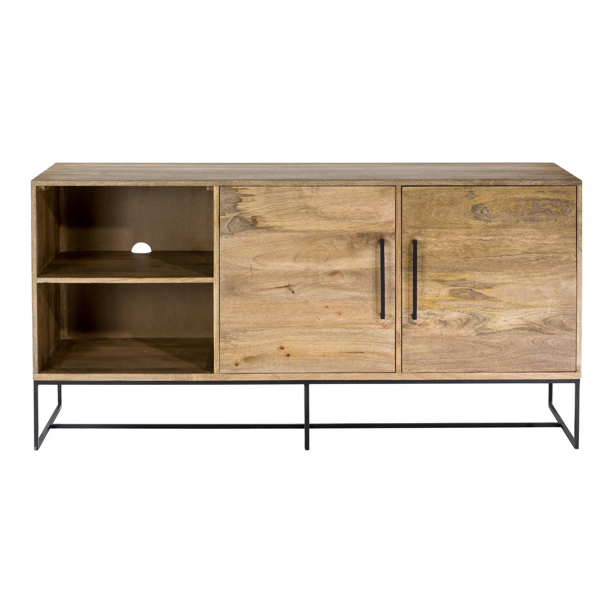 Colvin 60'' Brown Solid Mango Wood Entertainment Unit with Iron Detailing