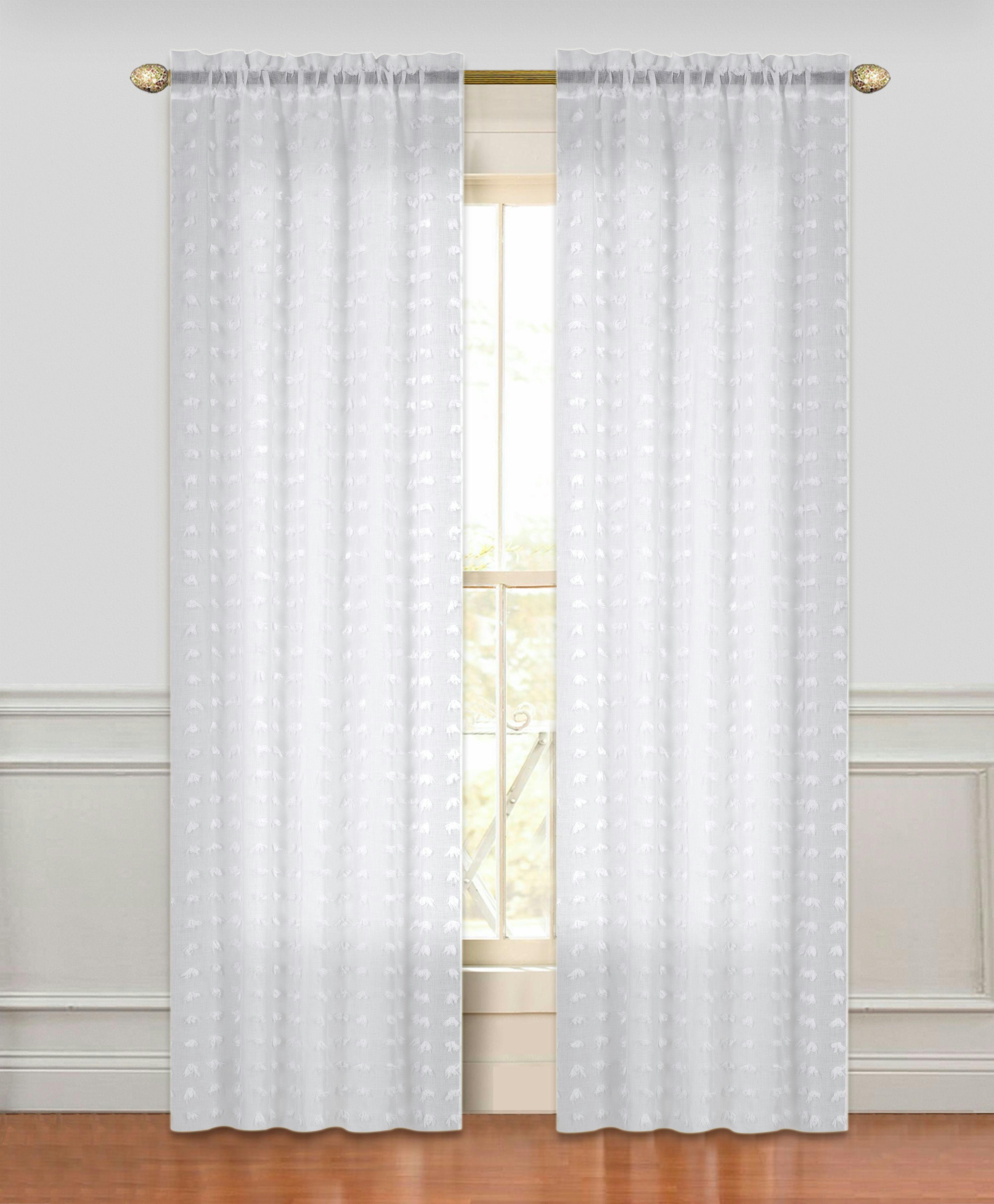 Vanilla Linen-Look Elegance 76"W x 96"H Cotton Puff Window Panels