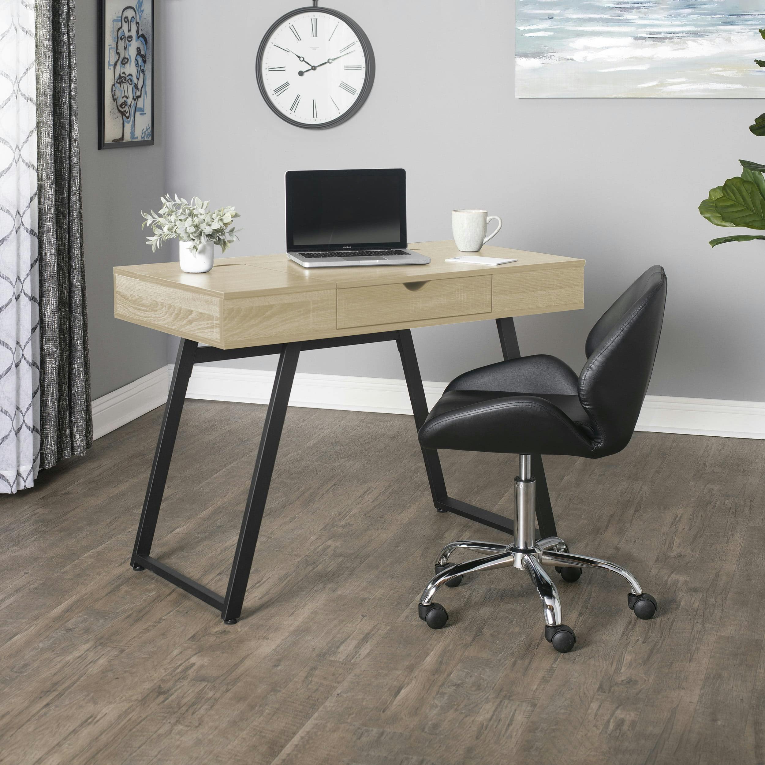 Charcoal Modern Rectangular Desk with USB & Power Outlets