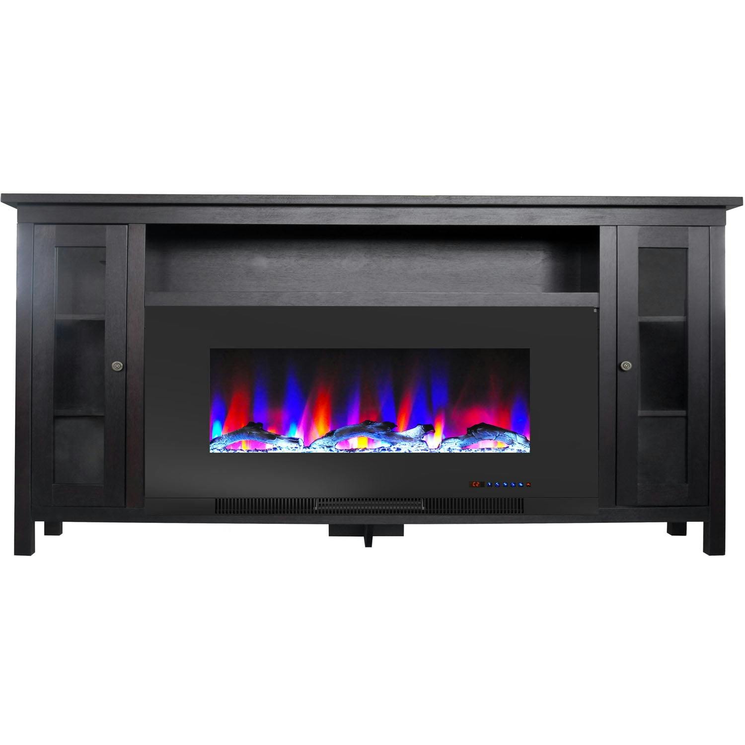 Somerset 70-Inch Black Coffee Electric Fireplace TV Stand with LED Flames