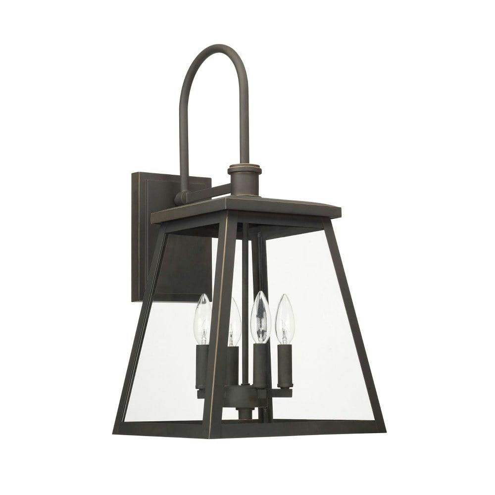 Belmore Oiled Bronze 4-Light Outdoor Wall Lantern with Clear Glass