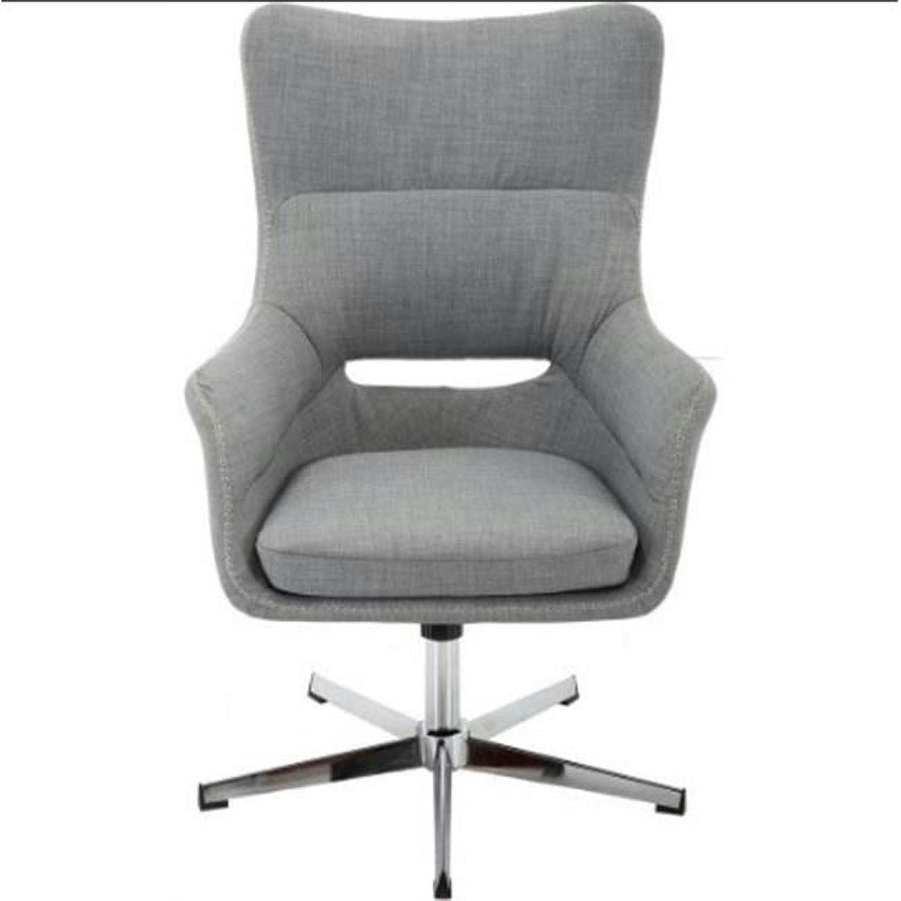 Carlton Executive Wingback Gray Leather Office Chair with Chrome Swivel Base