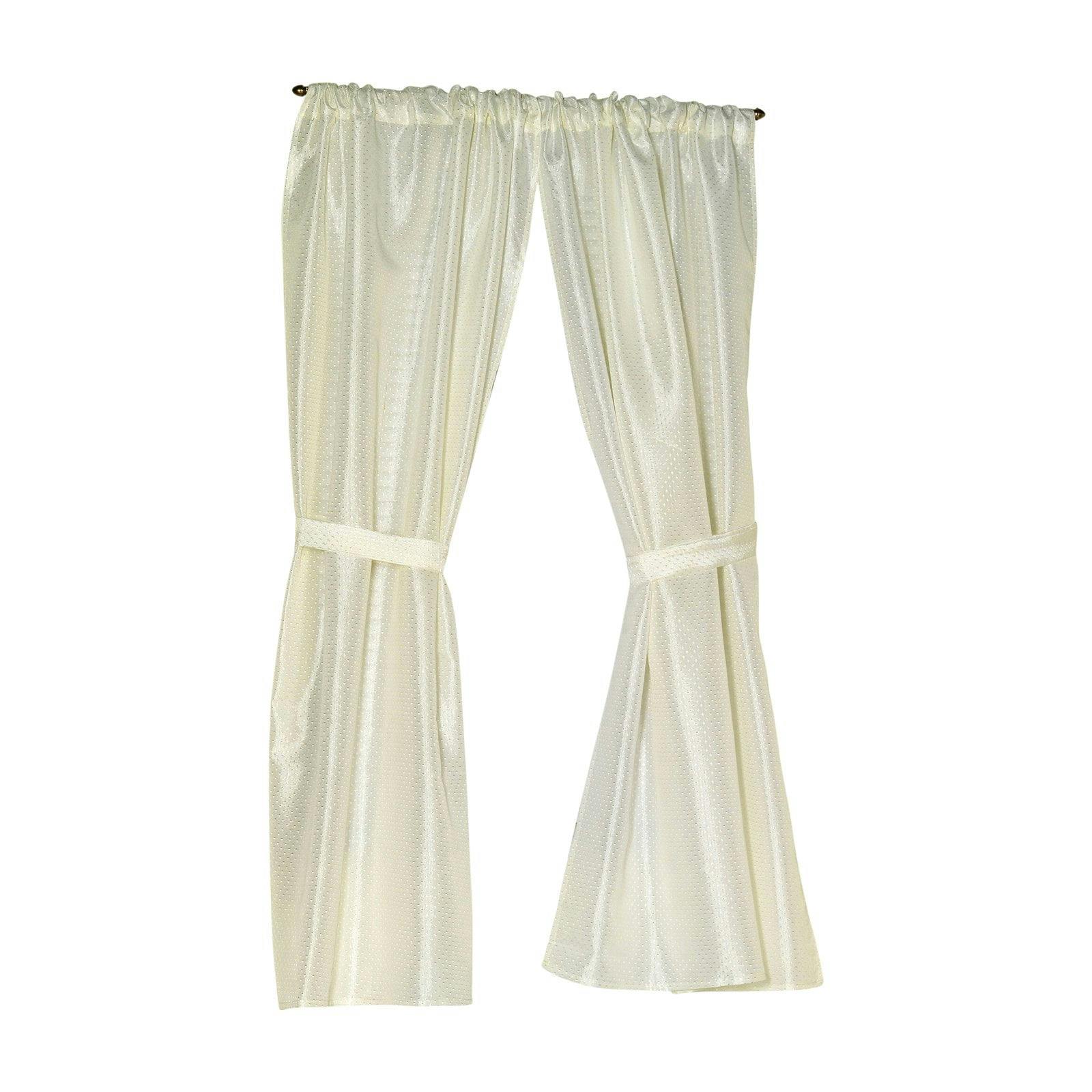 Elegant Ivory Diamond-Piqued Polyester Window Curtain 54"L x 34"W