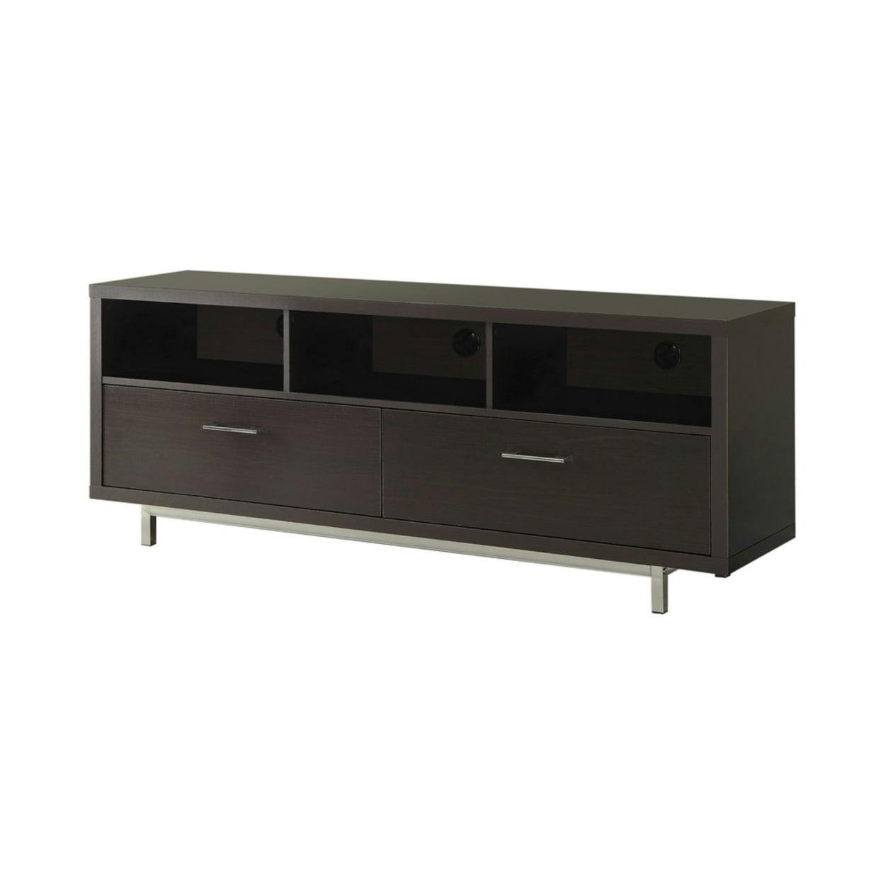Elegant Transitional 60" Black TV Console with Cabinet Storage