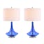 Cecile Cobalt Blue Glass Teardrop Table Lamp Set with Linen Shade