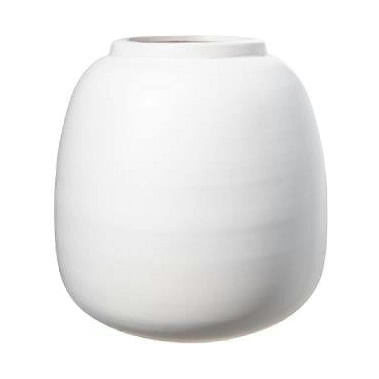 Matte White Ceramic Round Table Vase with Narrow Mouth