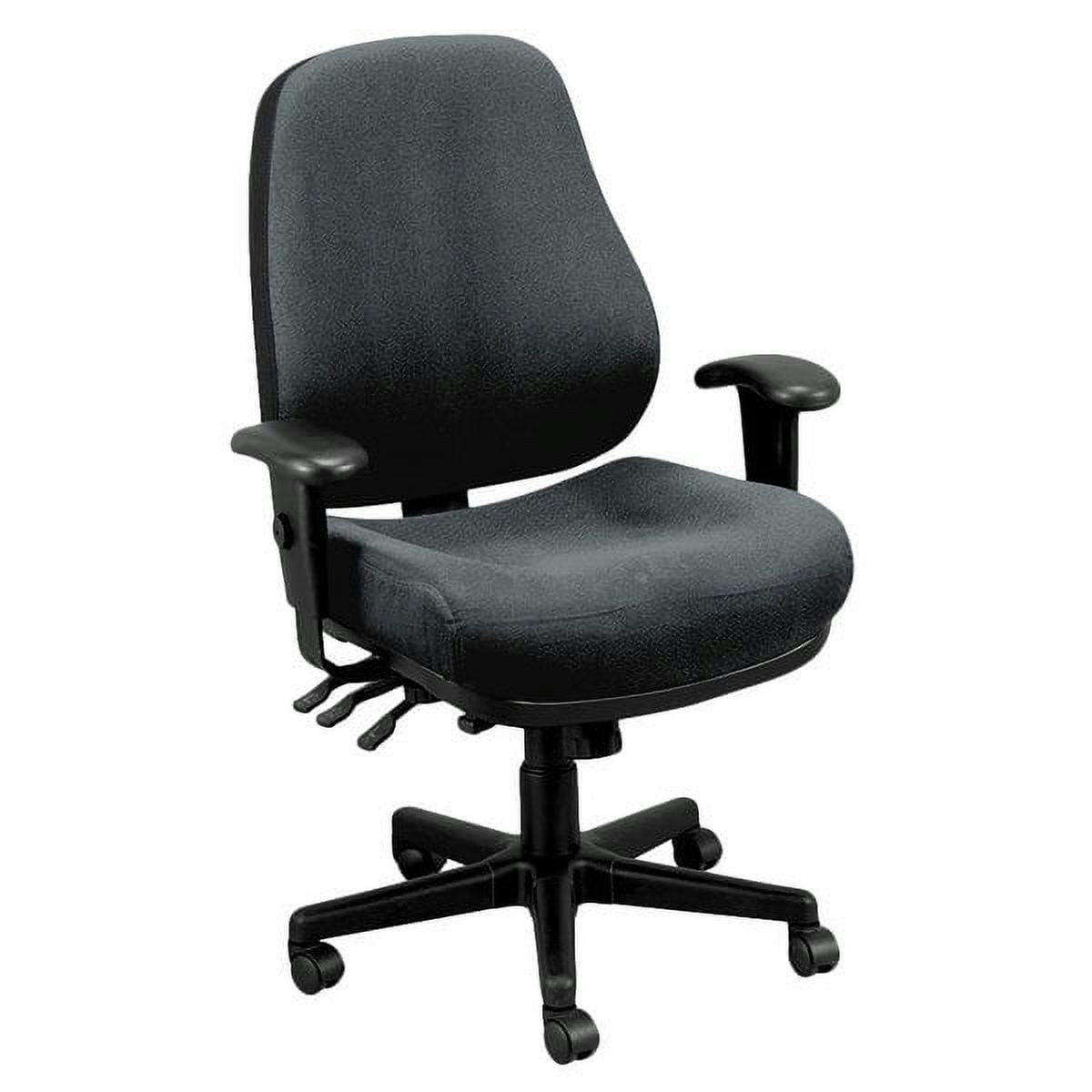 Luxury Black Leather and Fabric Swivel Office Chair with Fixed Arms