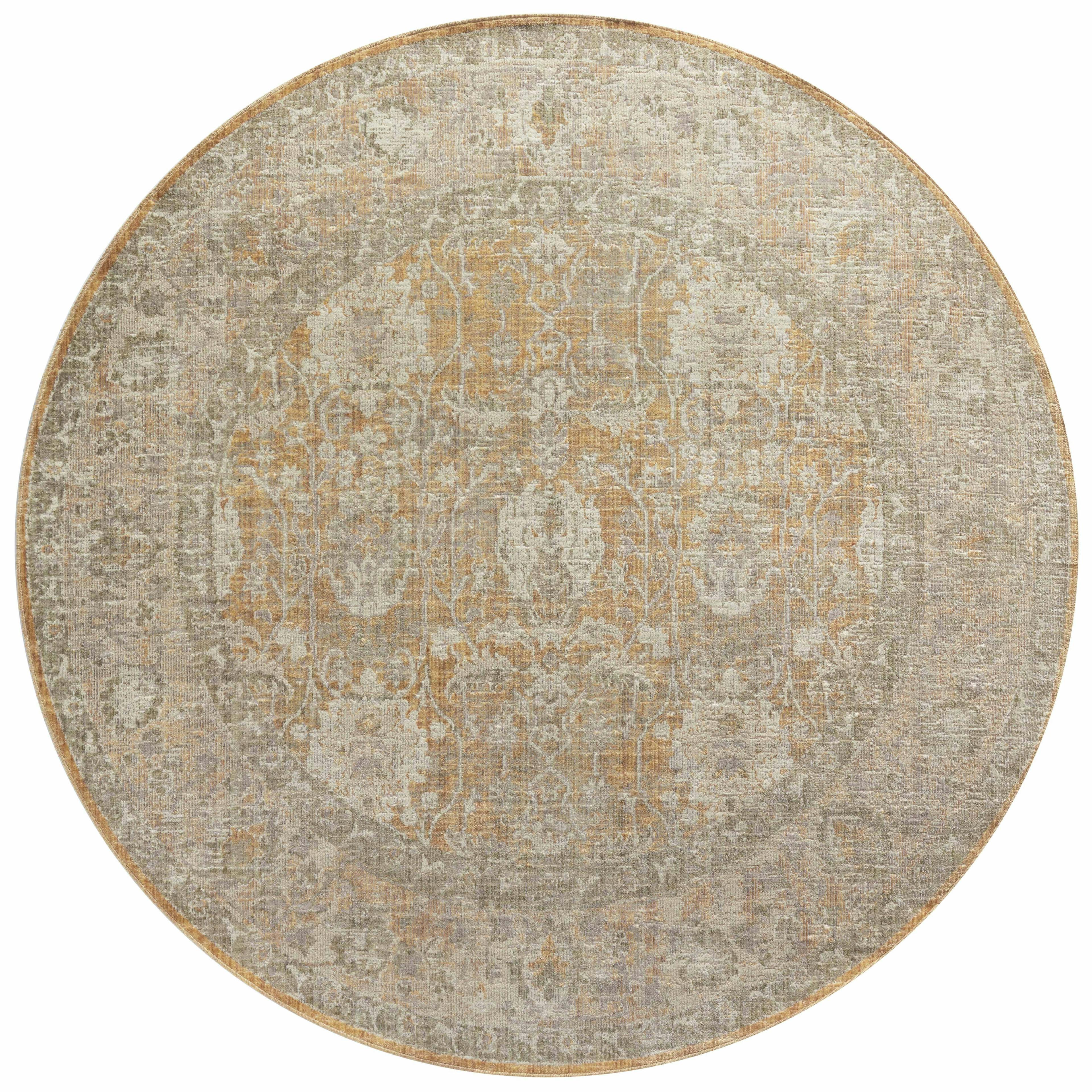 Rosemarie Gold/Sand 3'-2" Round Synthetic Area Rug