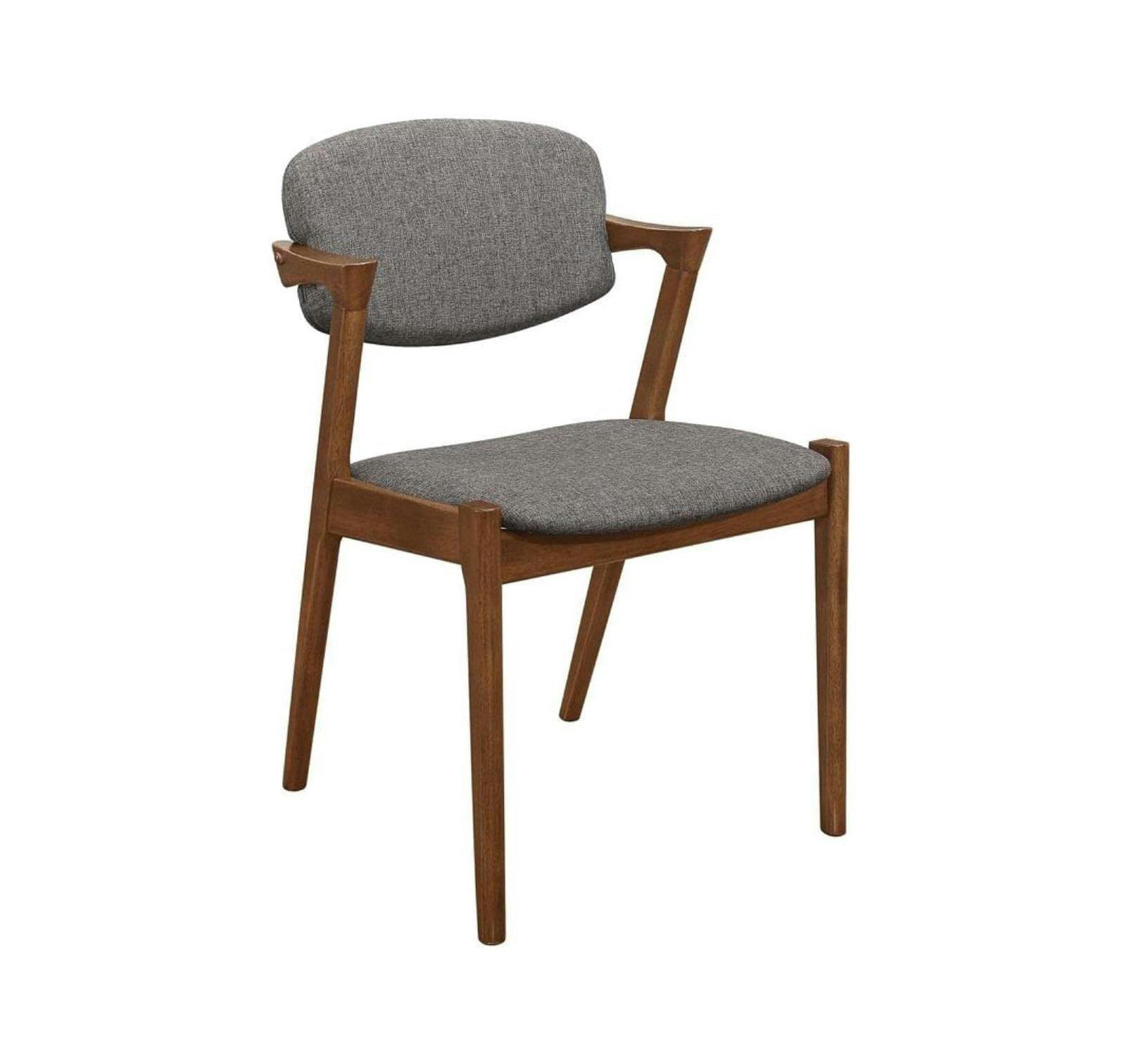 Modern Gray Upholstered Parsons Side Chair with Dark Walnut Legs