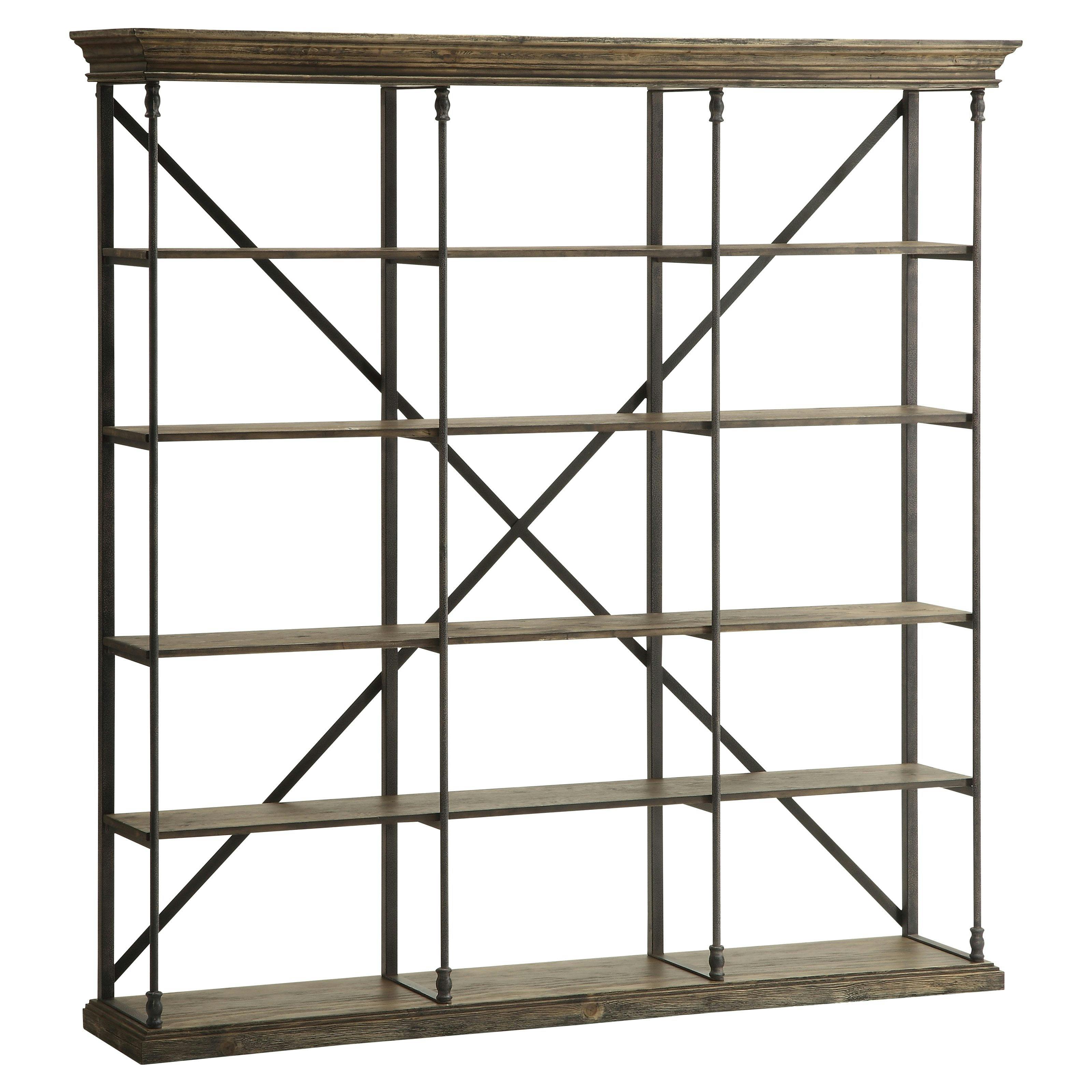 Corbin Medium Brown 5-Shelf Industrial Bookcase with Steel Frame