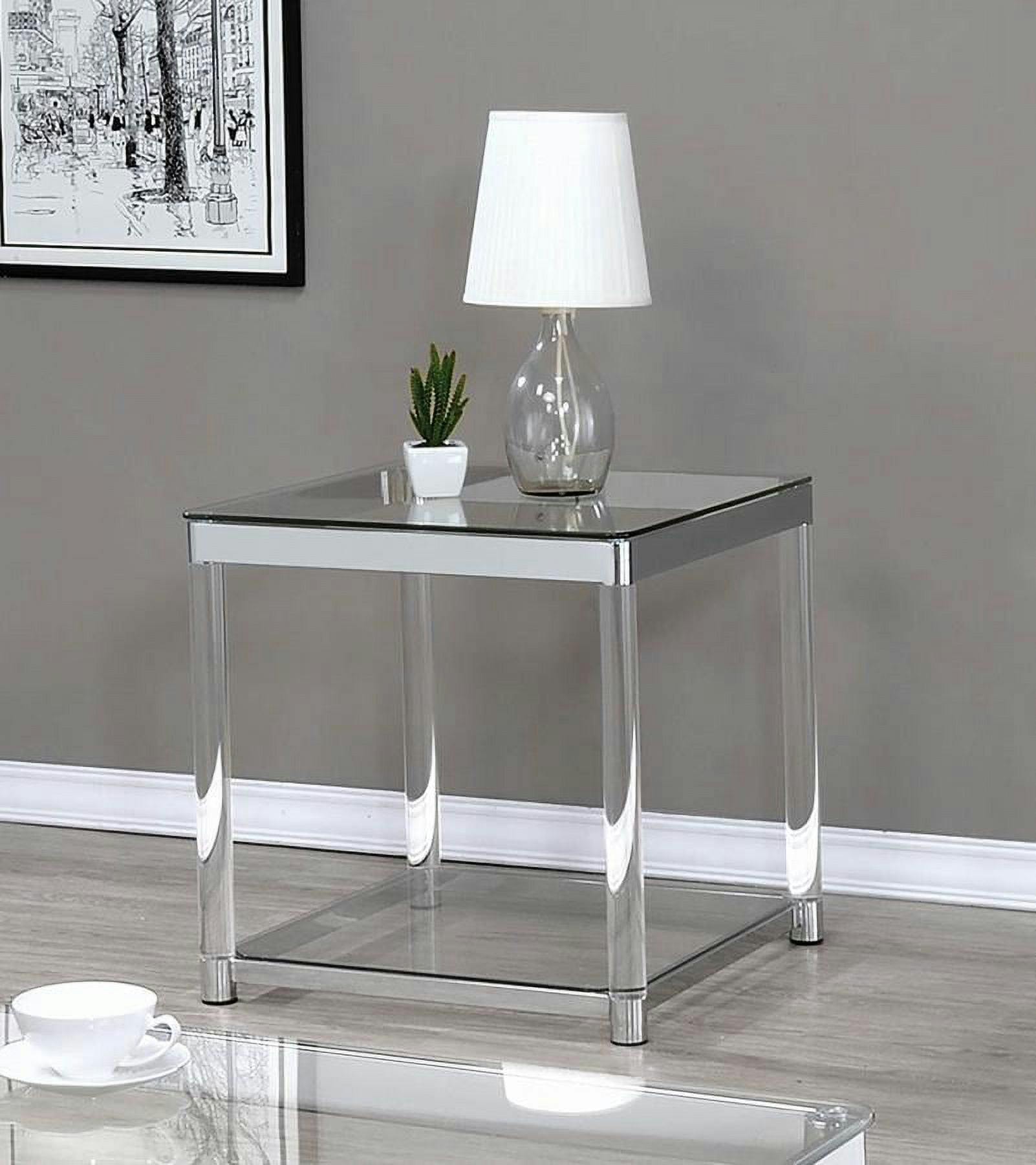 Modern Chic Silver Acrylic Square End Table with Storage Shelf