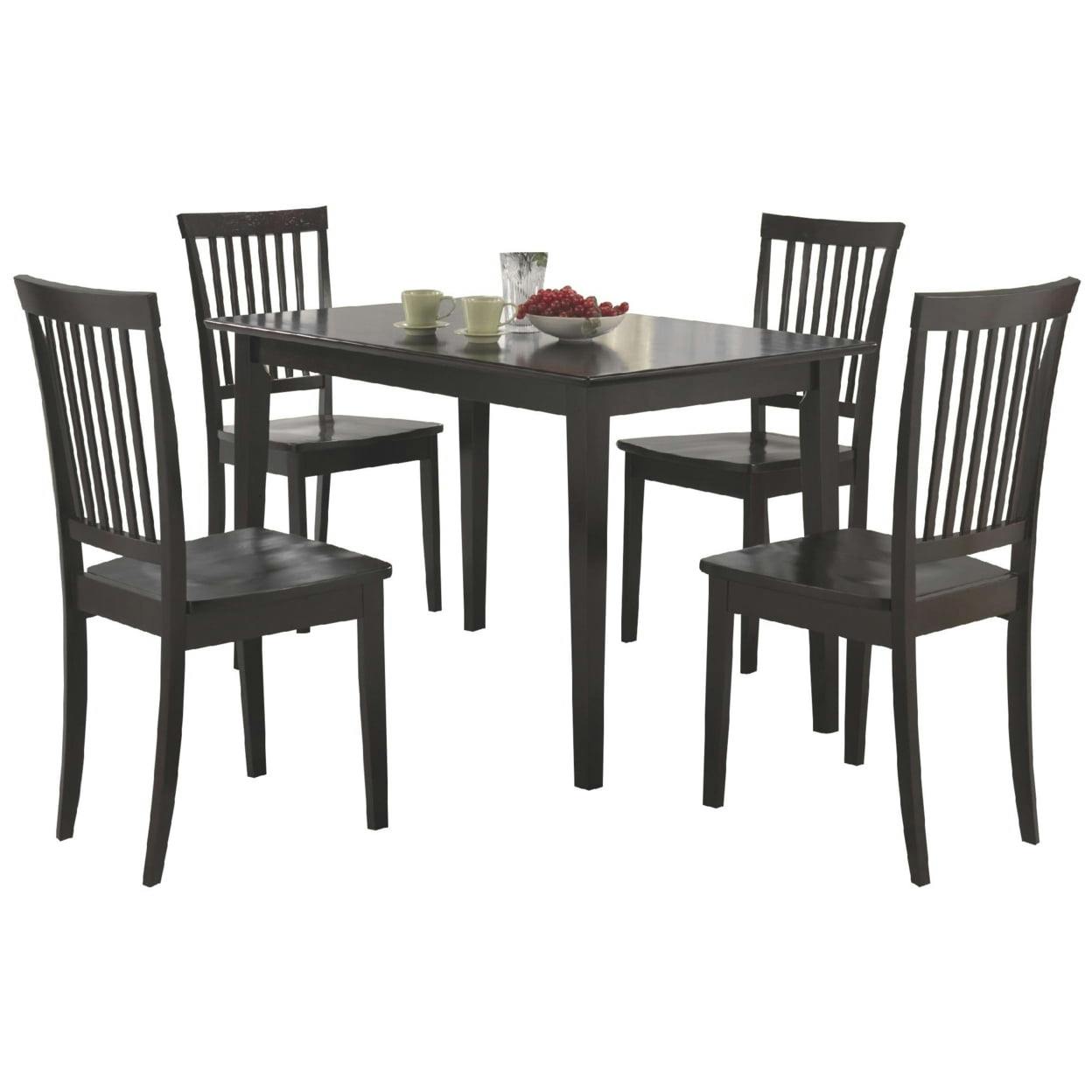 Classic Cappuccino 5-Piece Rectangular Dining Set with Slat Back Chairs
