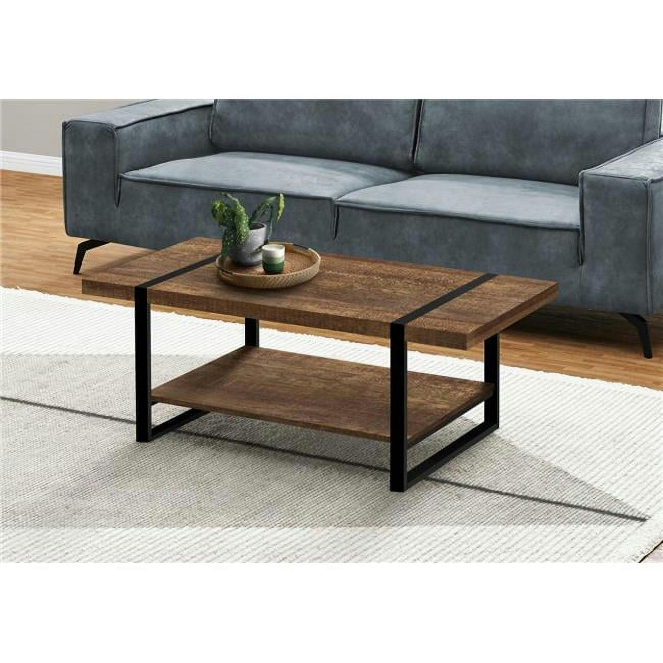 Modern Farmstead 47'' Black Metal and Brown Wood Coffee Table