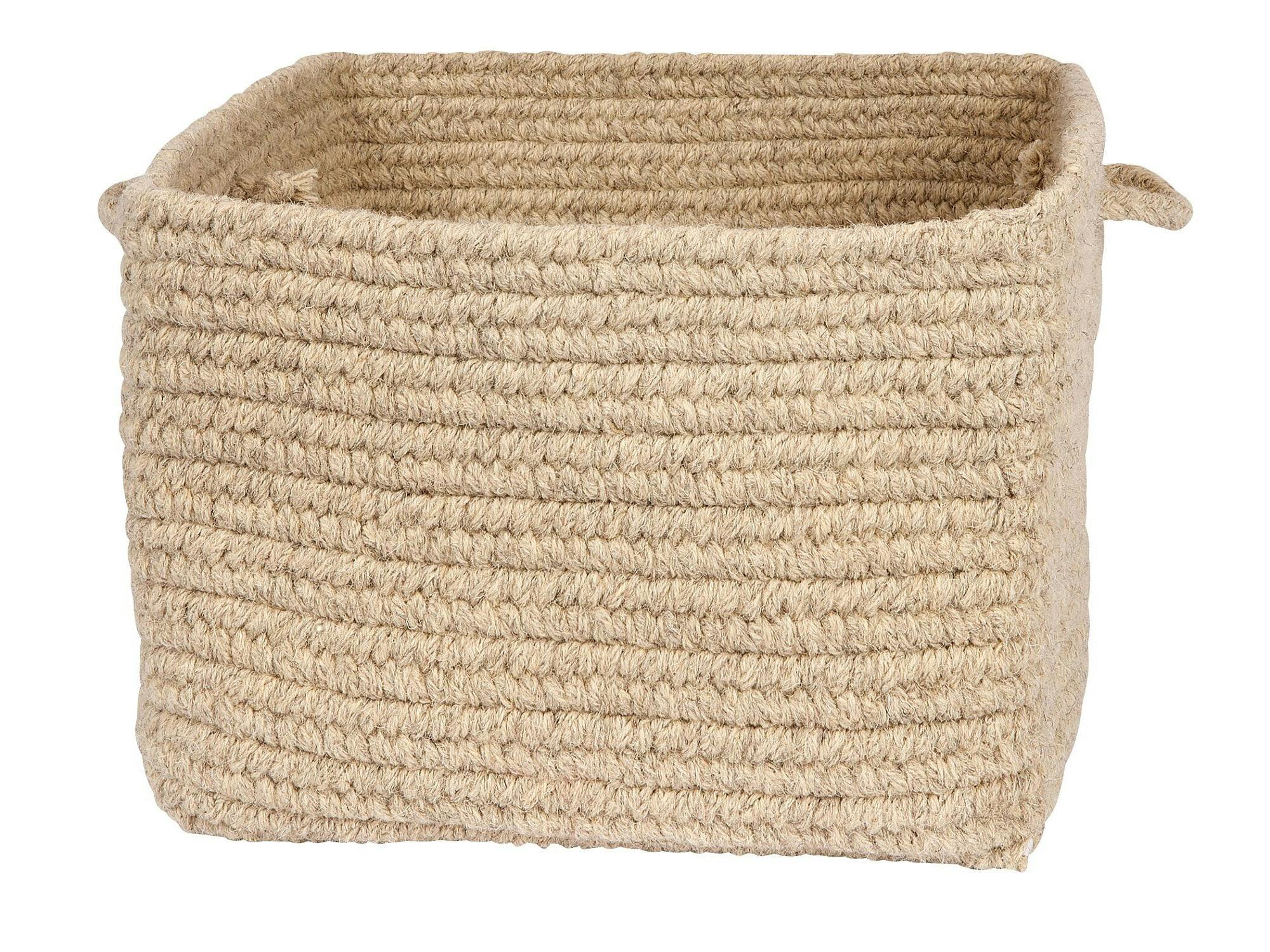 Colonial Mills Light Beige Chunky Wool Square Storage Basket 18"x12"