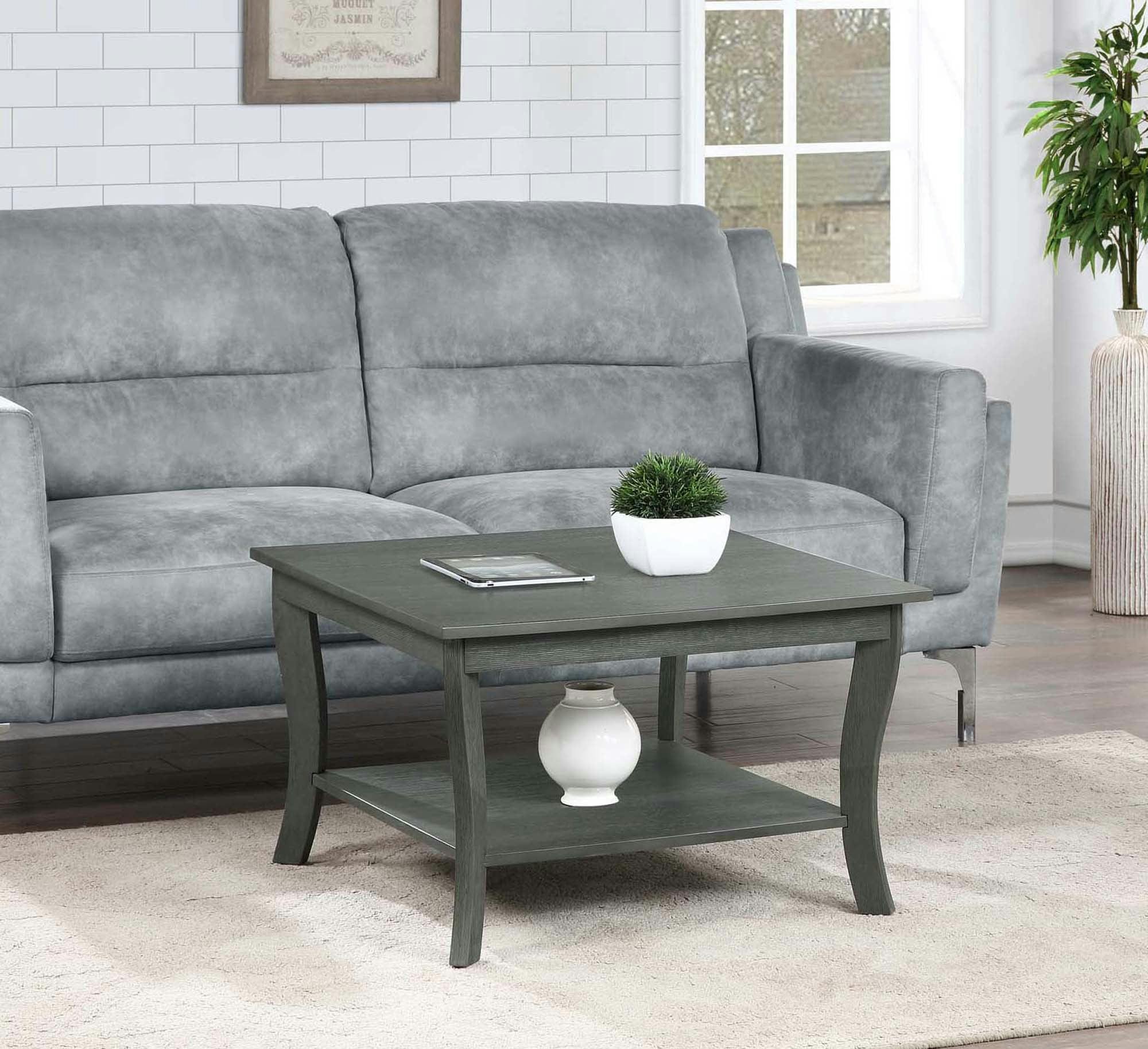 Heritage Square Wirebrush Gray Wood Coffee Table