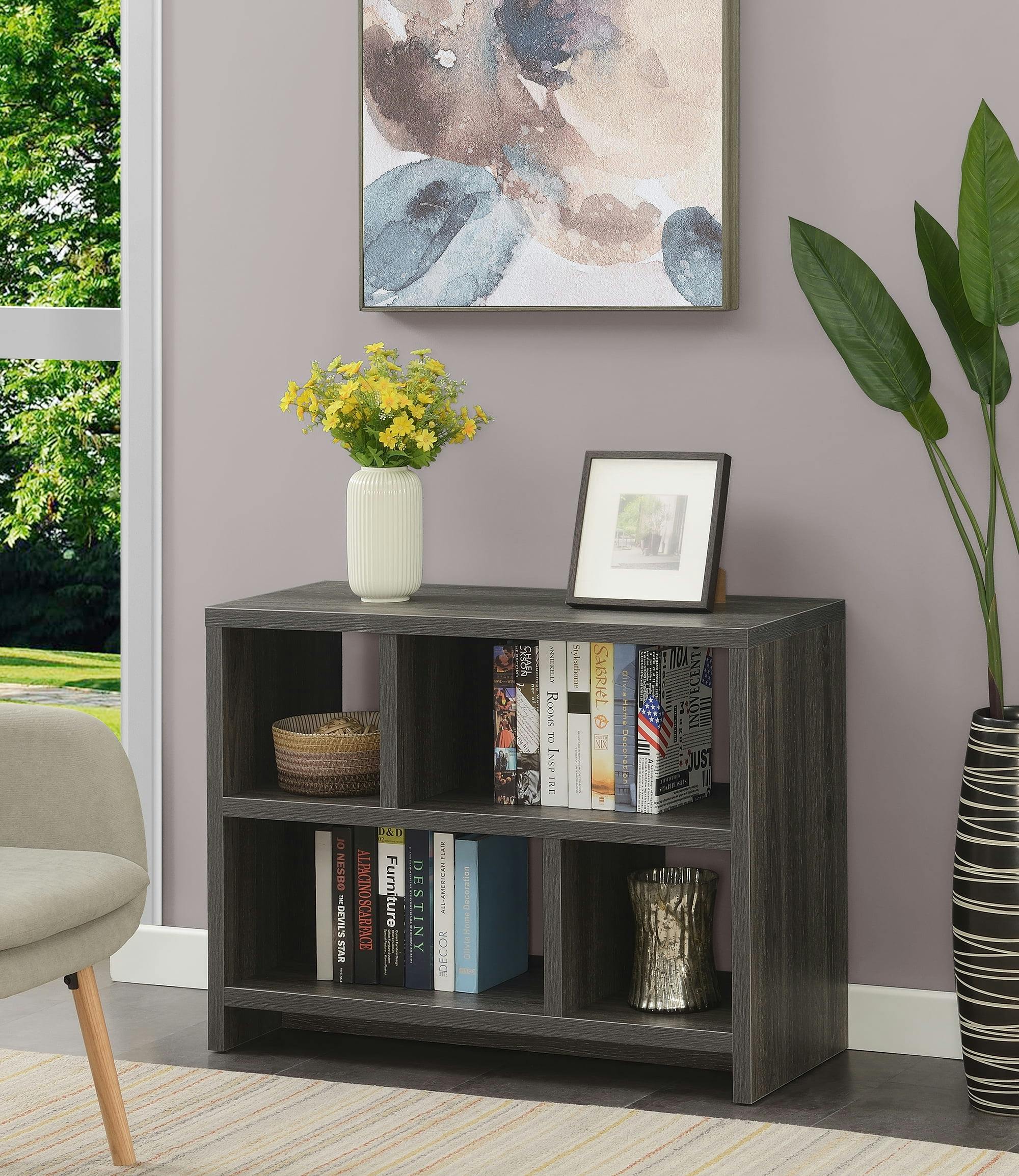 Weathered Gray Modern 3-Tier Hollow Core Console Bookcase